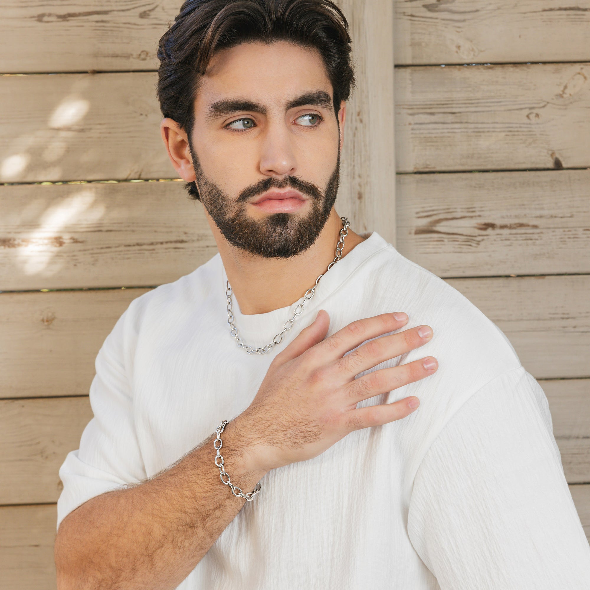 Sterling Silver Wide Link Chain Bracelet