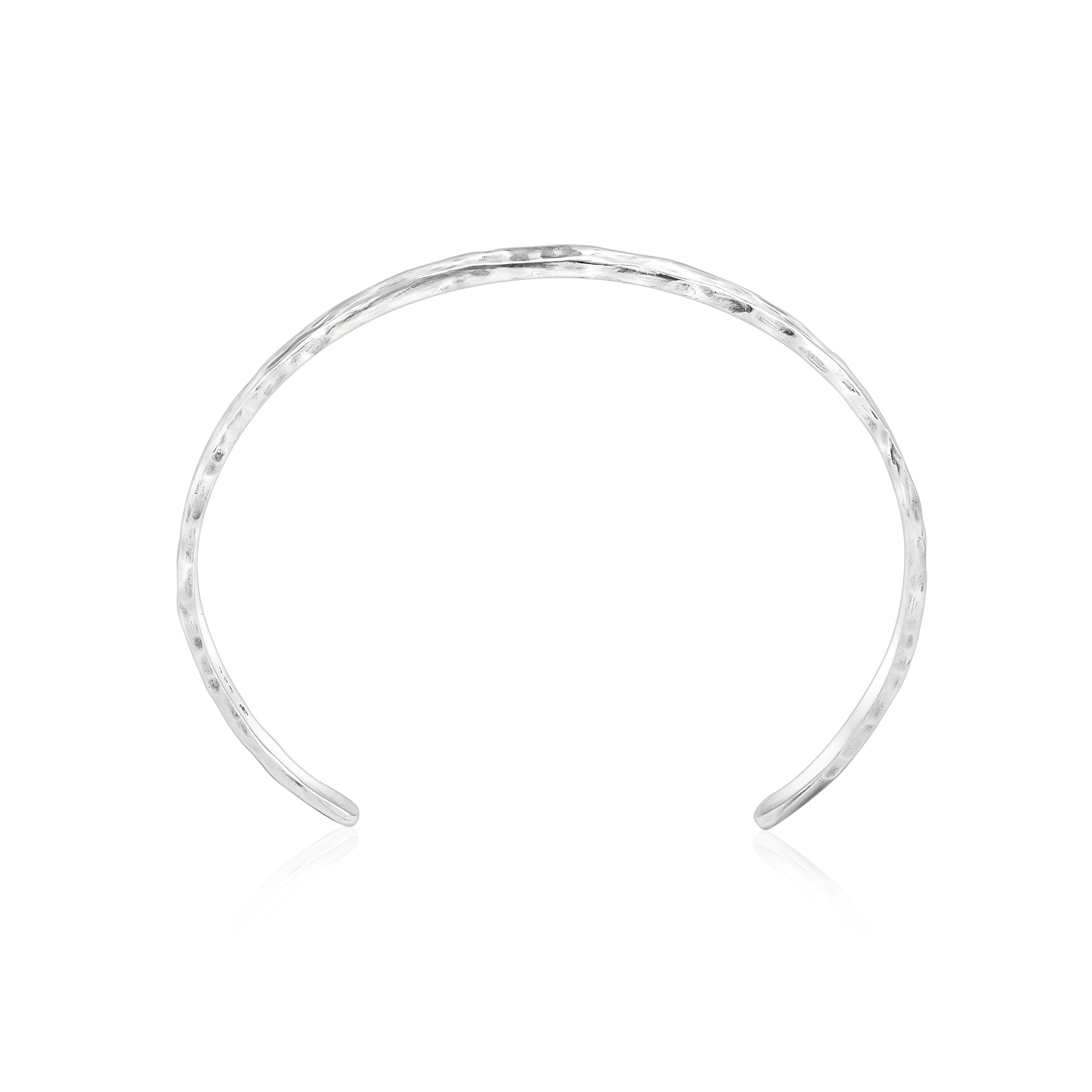 Sterling Silver Slim Hammered Cuff Bracelet