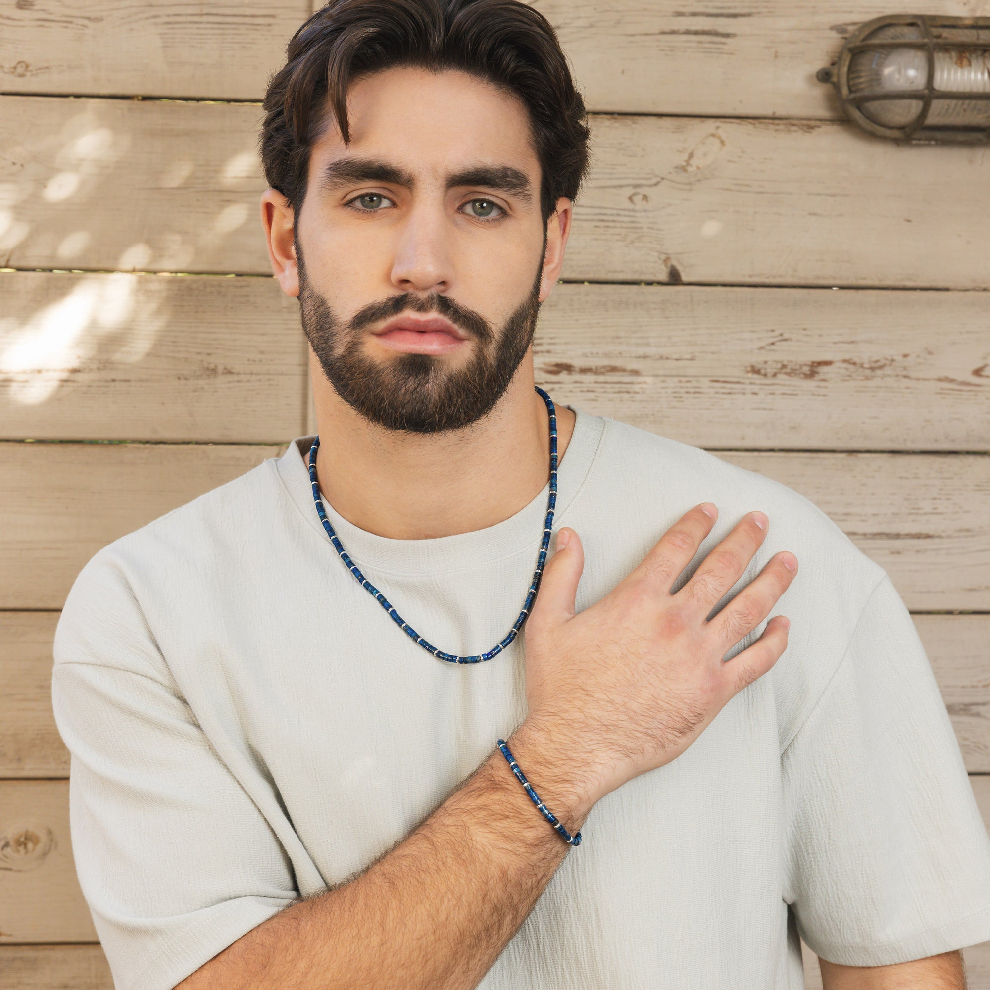 Sterling Silver Lapis Beaded Bracelet