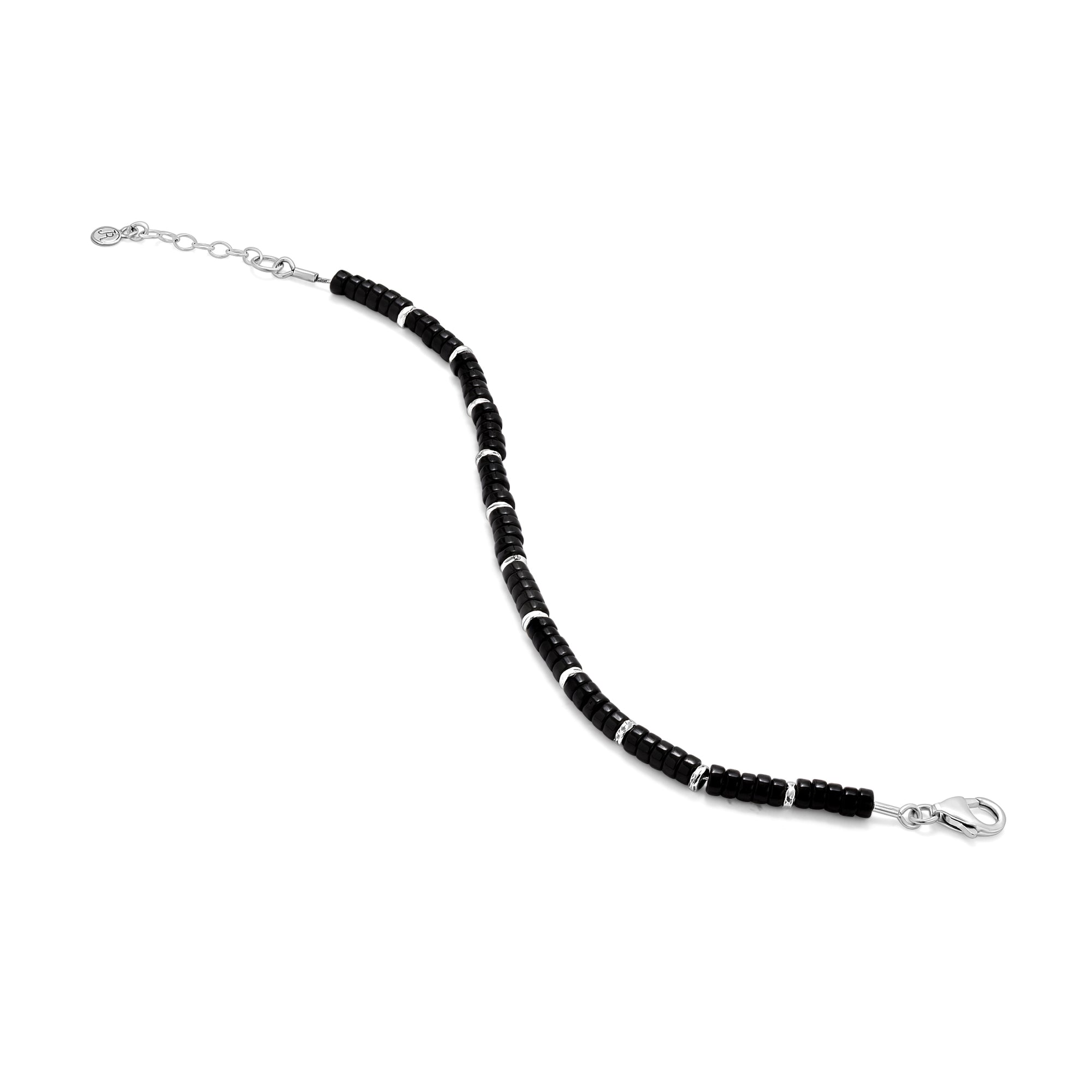 Sterling Silver Onyx Beaded Bracelet