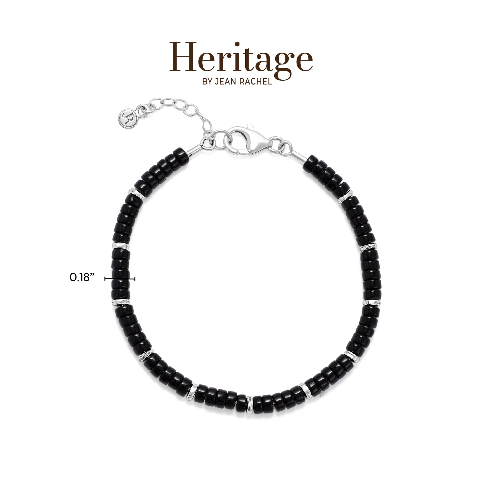 Sterling Silver Onyx Beaded Bracelet