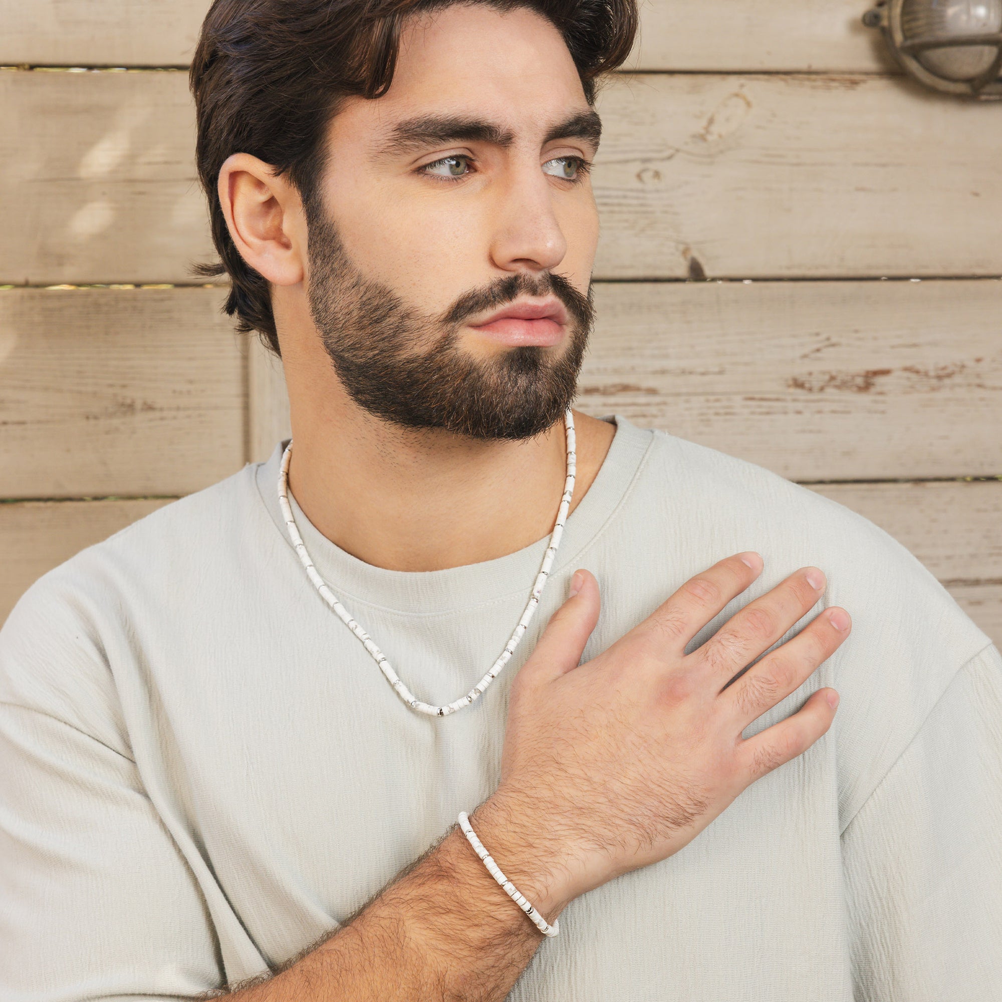 Sterling Silver White Turquoise Beaded Bracelet