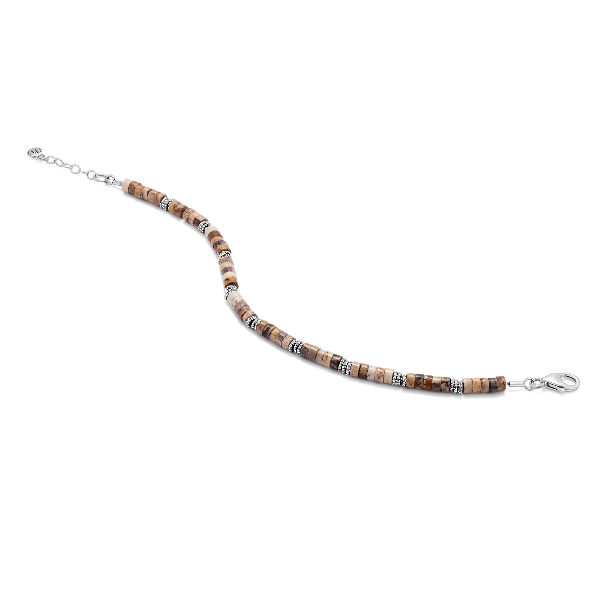 Sterling Silver Granule and Jasper Bead Bracelet