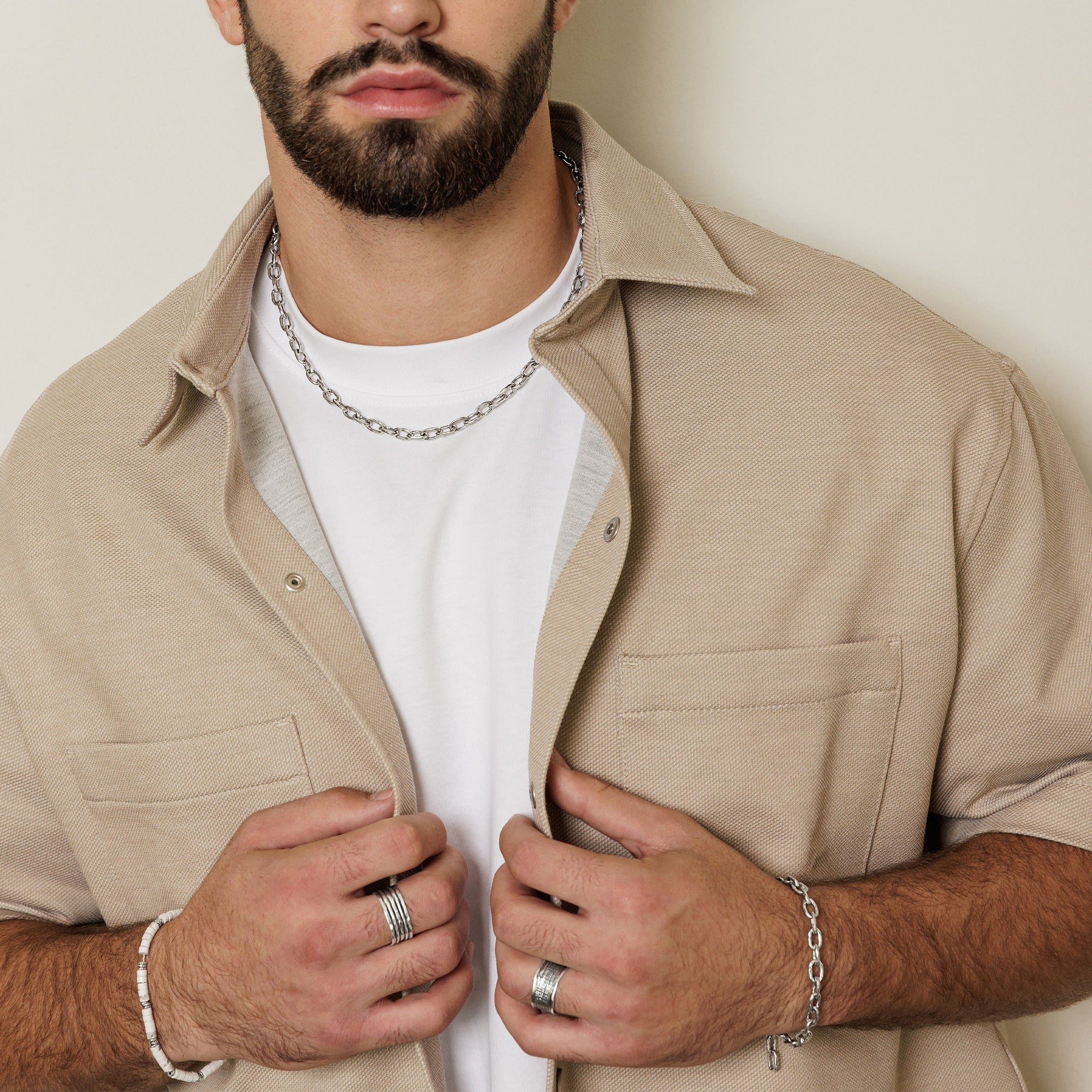 Sterling Silver Granule and White Turquoise Bead Bracelet