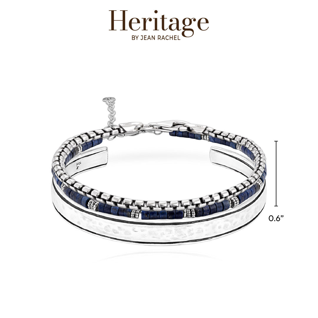 Sterling Silver Bracelet Stack with Lapis