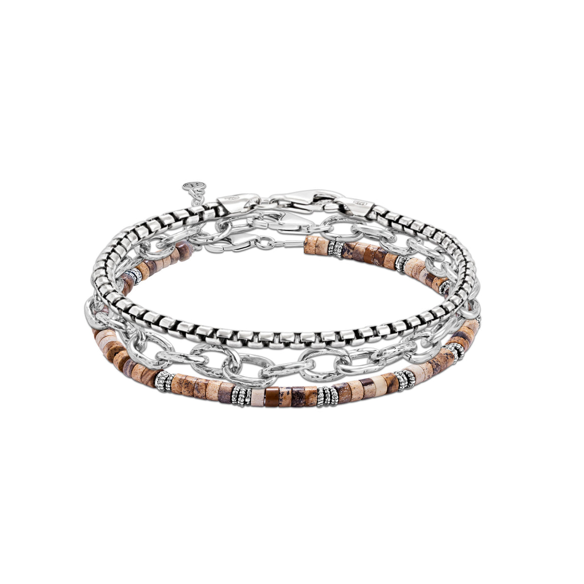 Chain Stack Silver Sterling Silver Chain Bracelet Stack with Jasper – Jean Rachel Jewelry