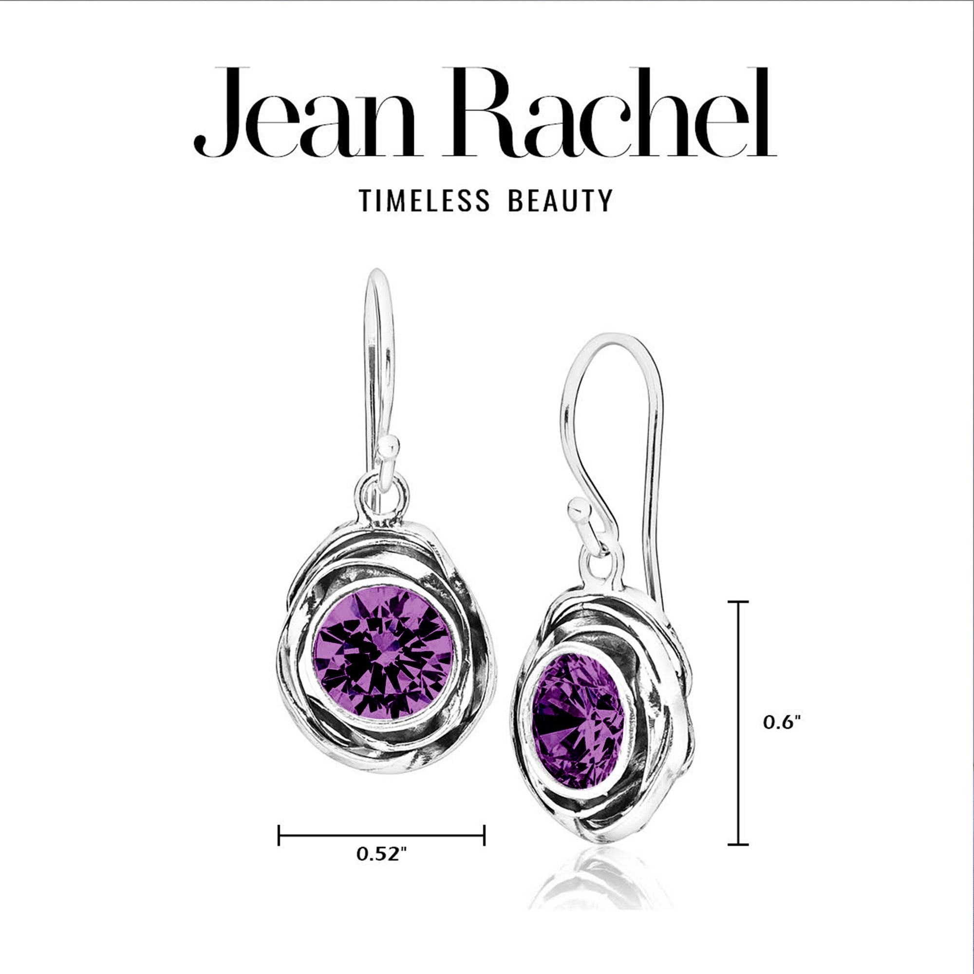 Sterling Silver Amethyst CZ Drop Earrings