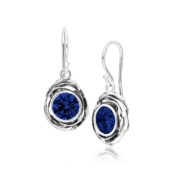 Sterling Silver Sapphire CZ Drop Earrings