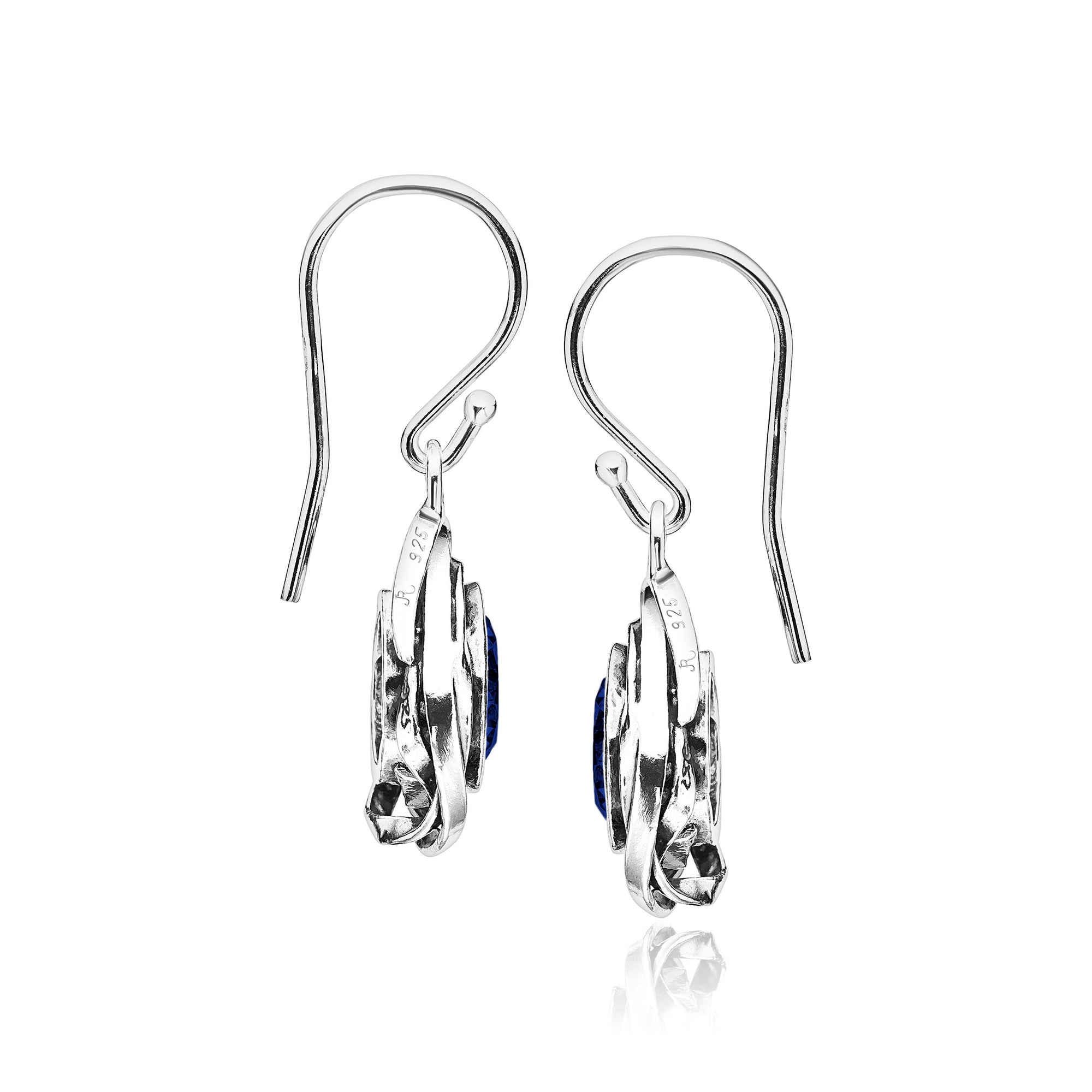 Sterling Silver Sapphire CZ Drop Earrings