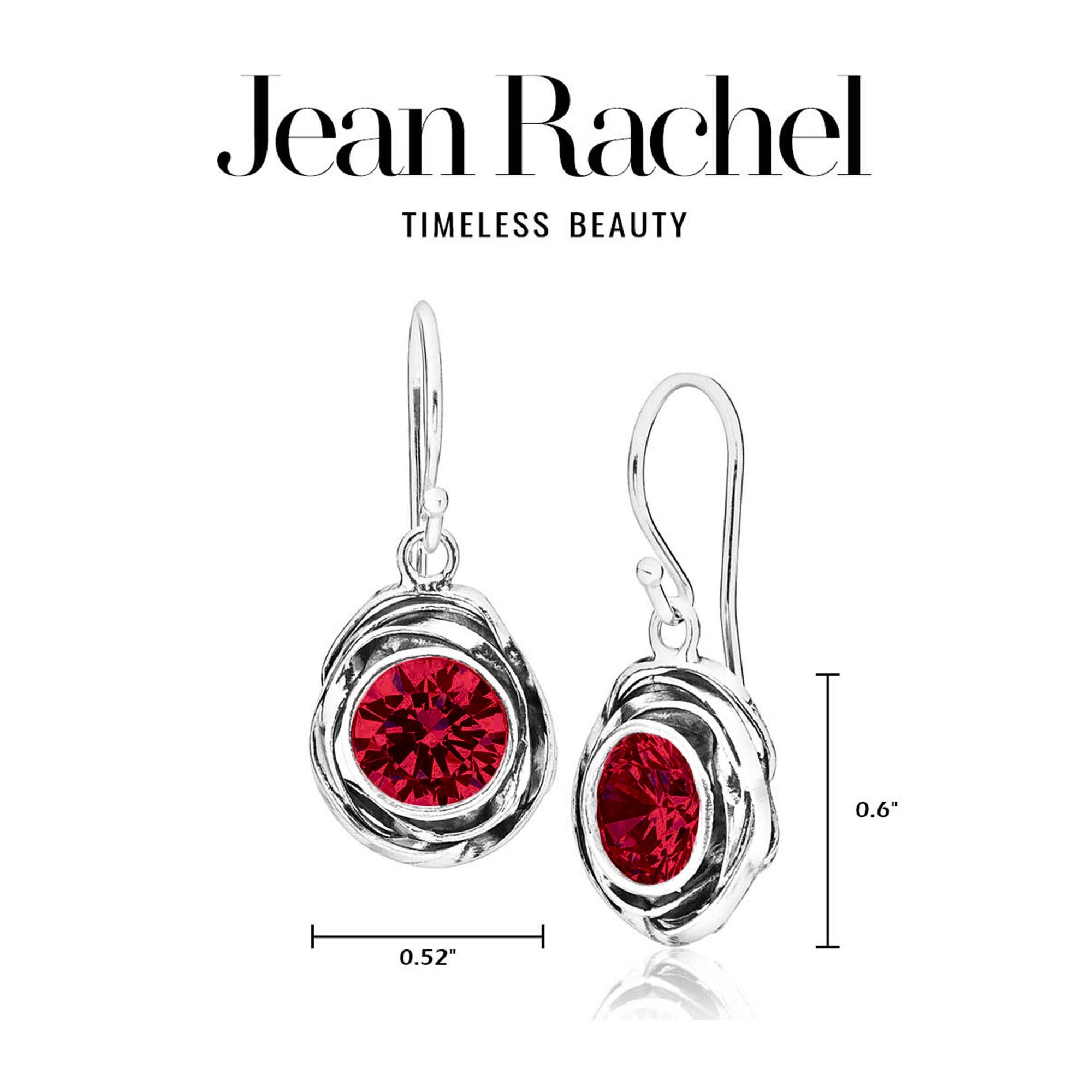 Sterling Silver Ruby CZ Drop Earrings