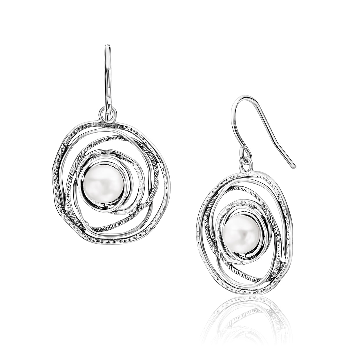 Sterling Silver Pearl Wire Wrap Earrings