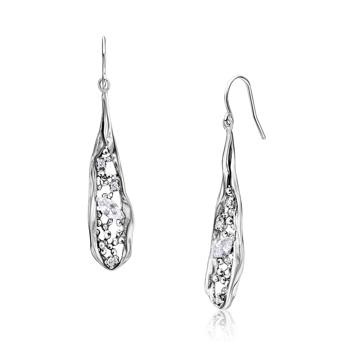 Artisan Sterling Silver Marquise  CZ  Earrings