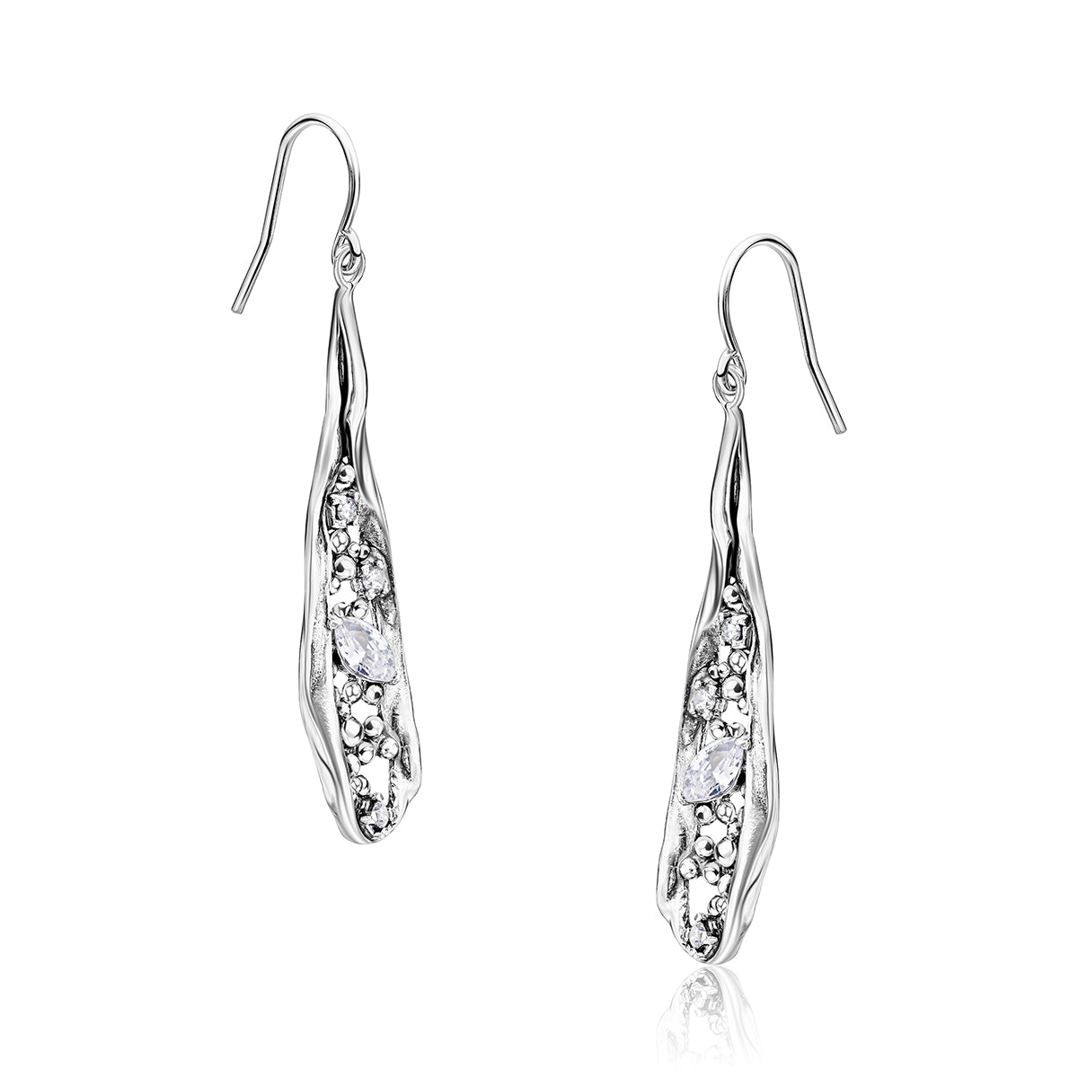 Artisan Sterling Silver Marquise  CZ  Earrings