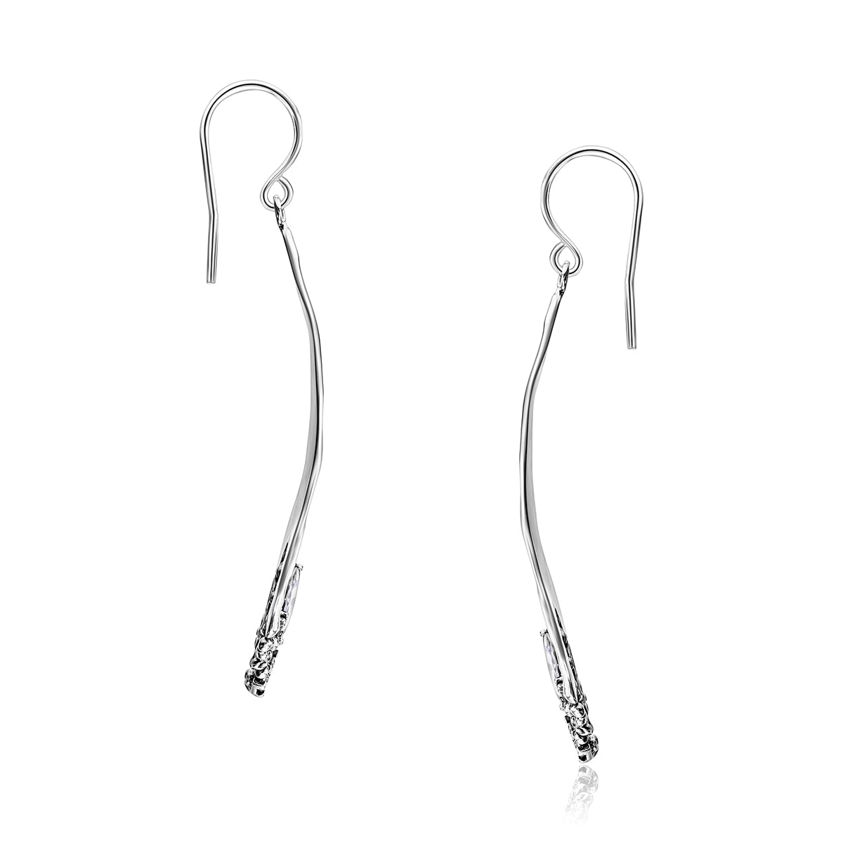 Contemporary Sterling Silver CZ Dangle  Earrings