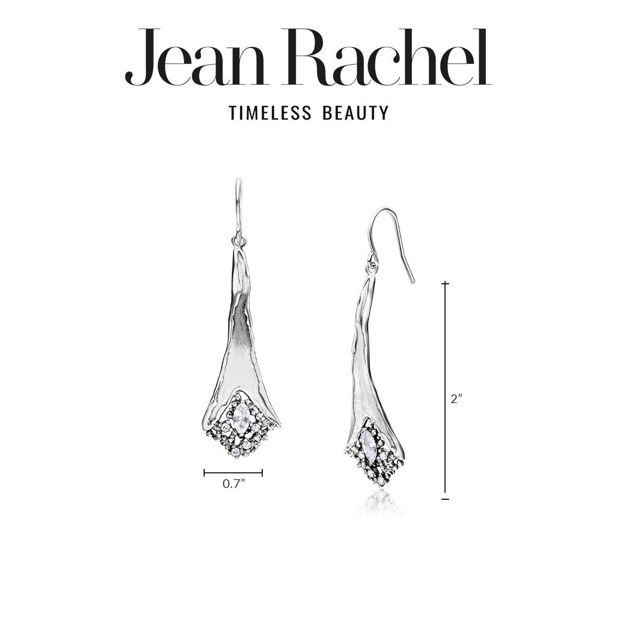 Contemporary Sterling Silver CZ Dangle  Earrings