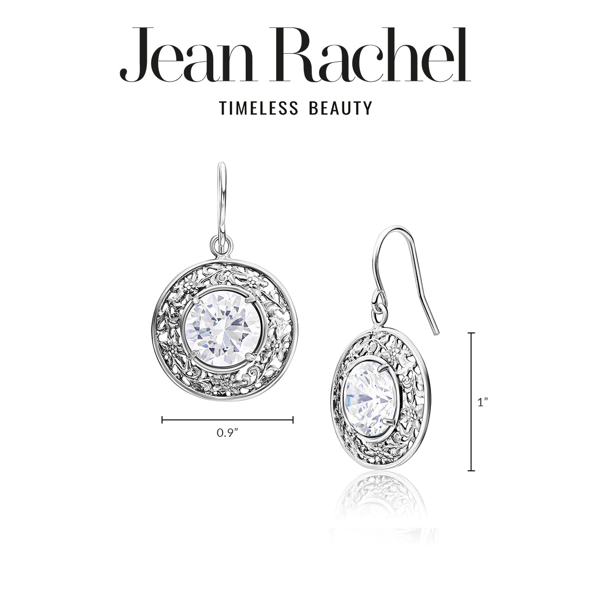 Round Sterling Silver Floral CZ Earrings