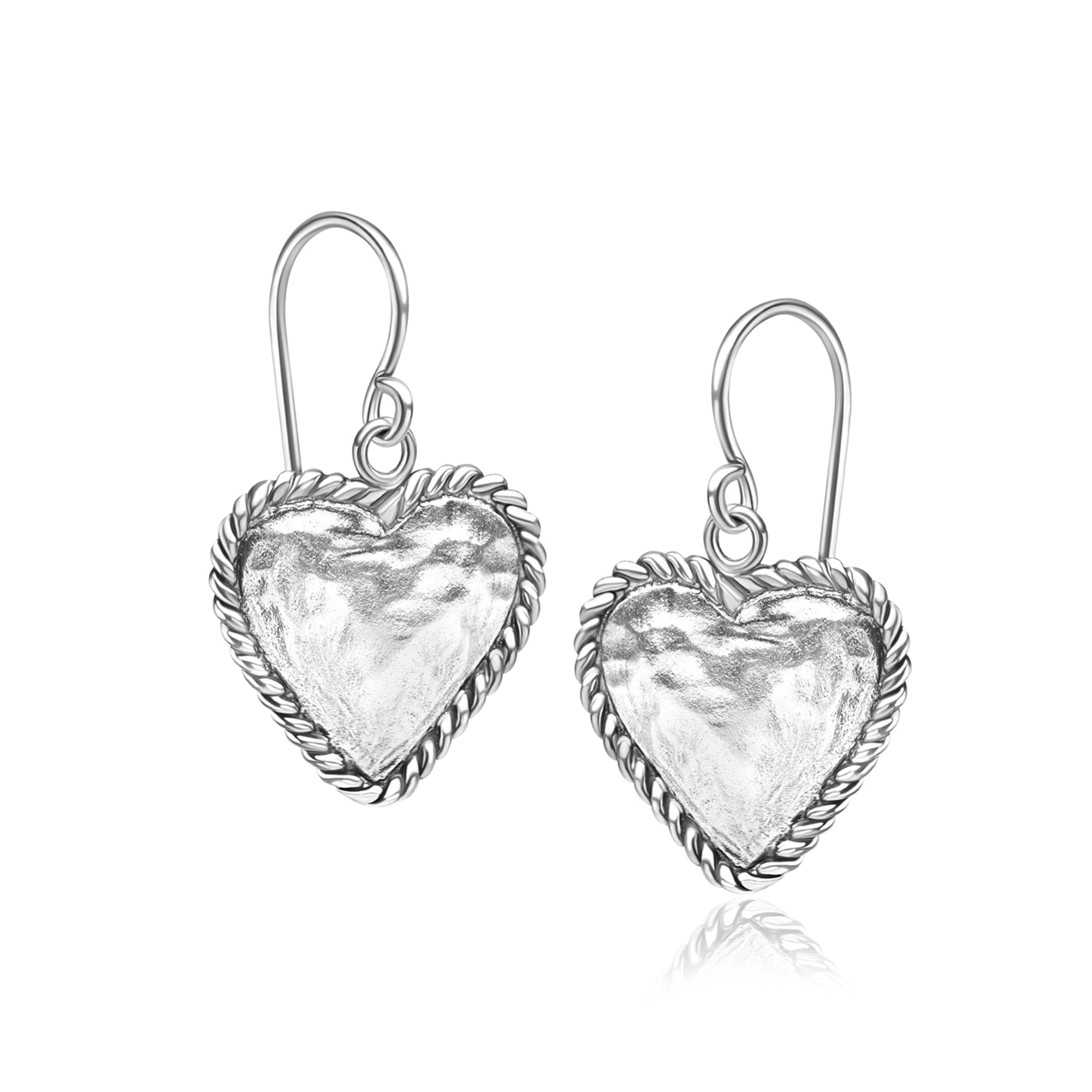 Orecchini pendenti a doppio cuore in argento sterling fatti a mano individualmente - Italia Orecchini pendenti a doppio cuore in argento sterling fatti a mano individualmente - Italia