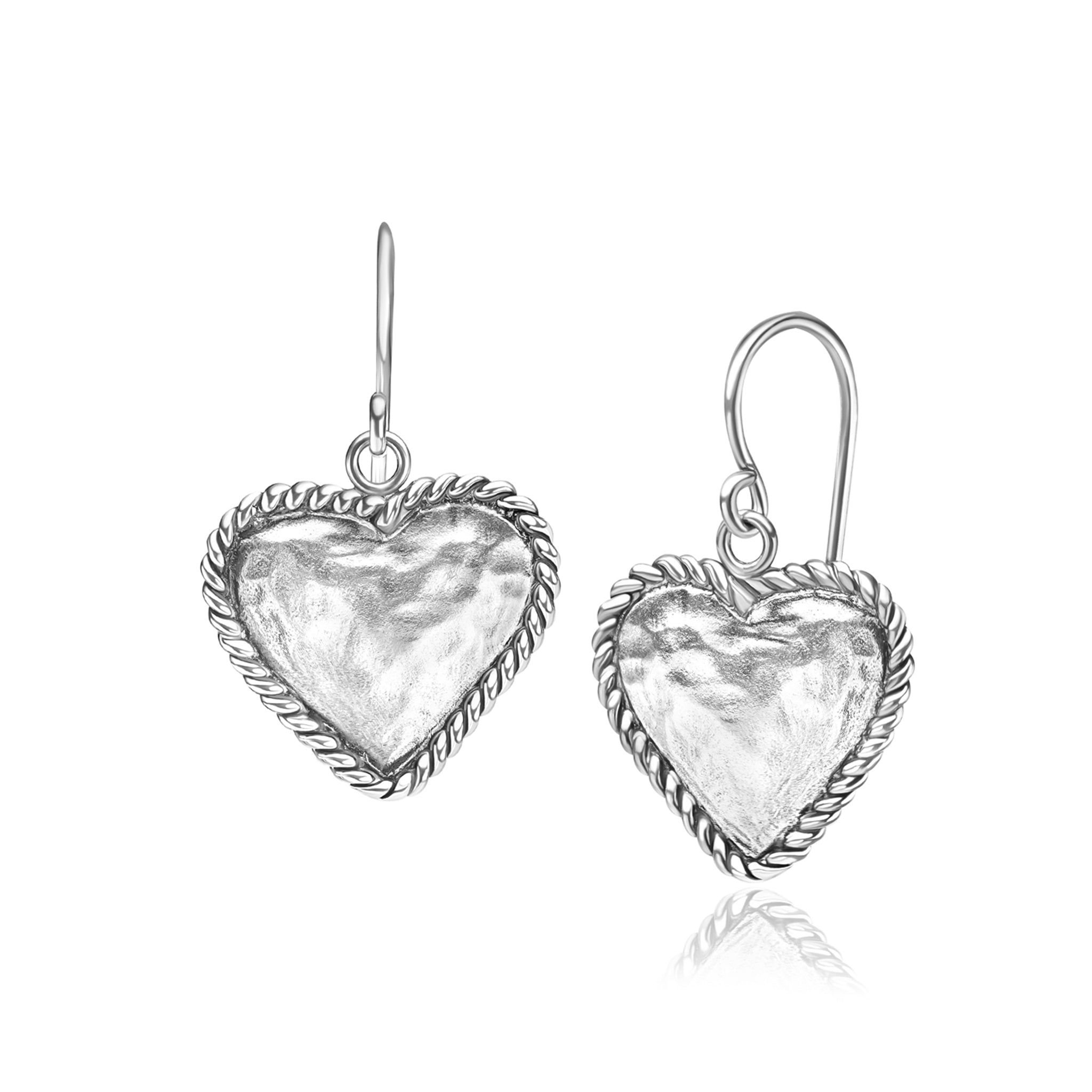 Sterling Silver Hammered Heart Earrings