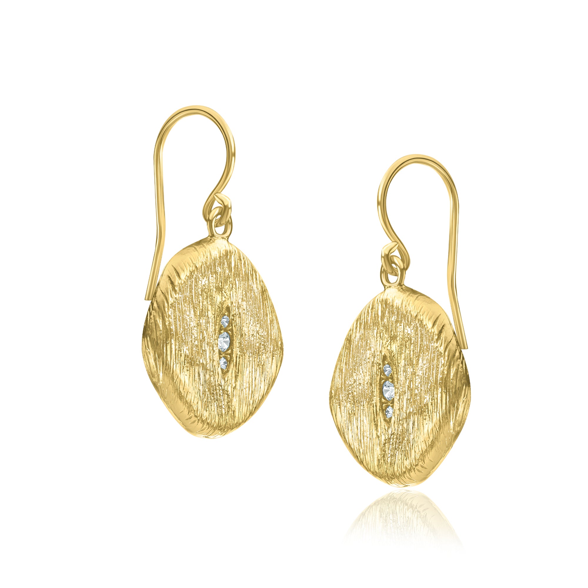 14K Gold Over Sterling Silver CZ Coin Drop Earrings