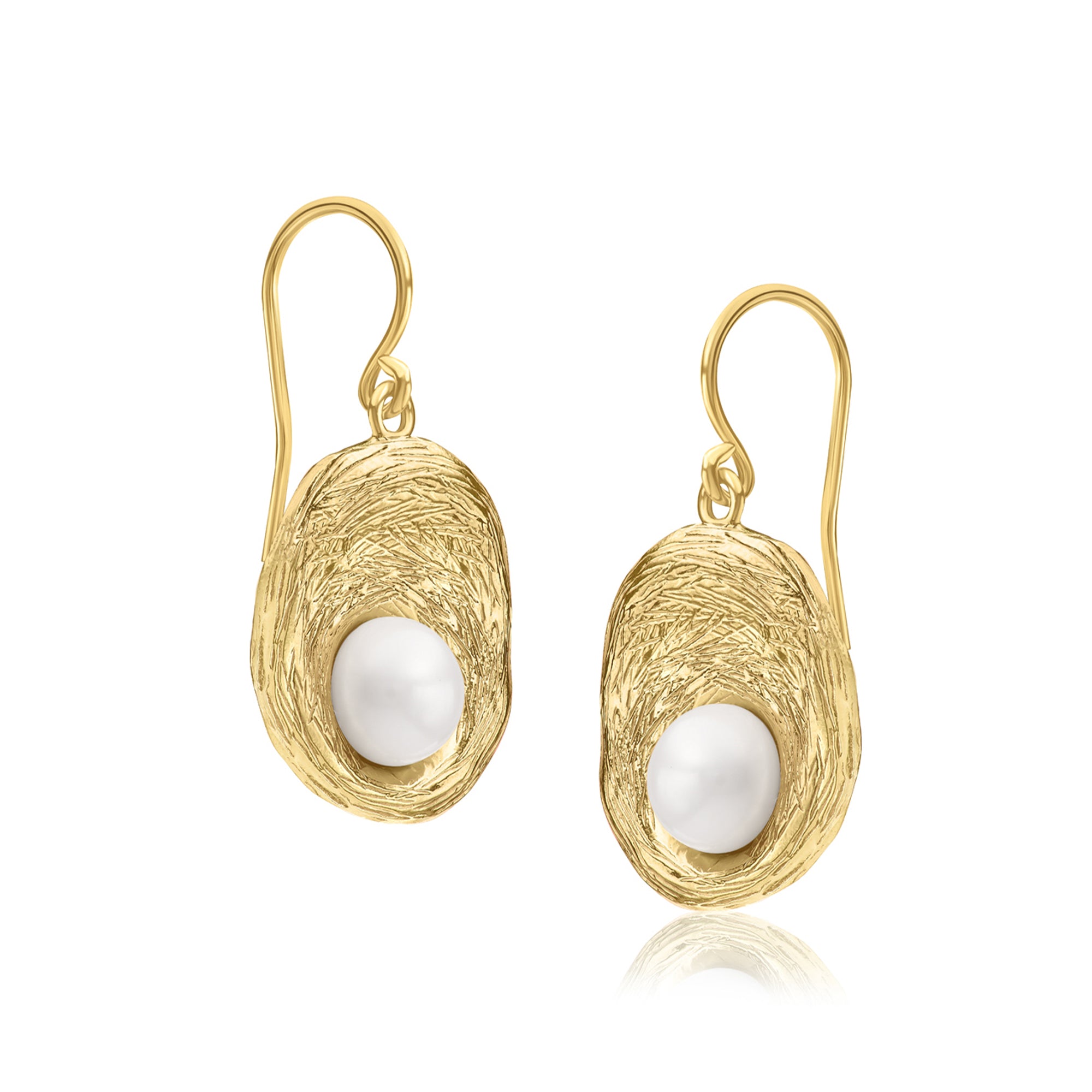 14K Gold Over Sterling Silver Pearl Earrings
