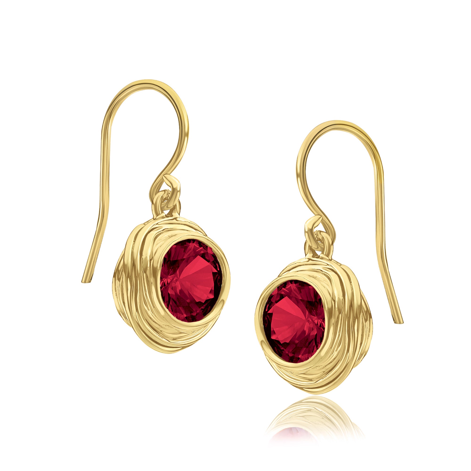 14K Gold Over Sterling Silver Ruby CZ Earrings