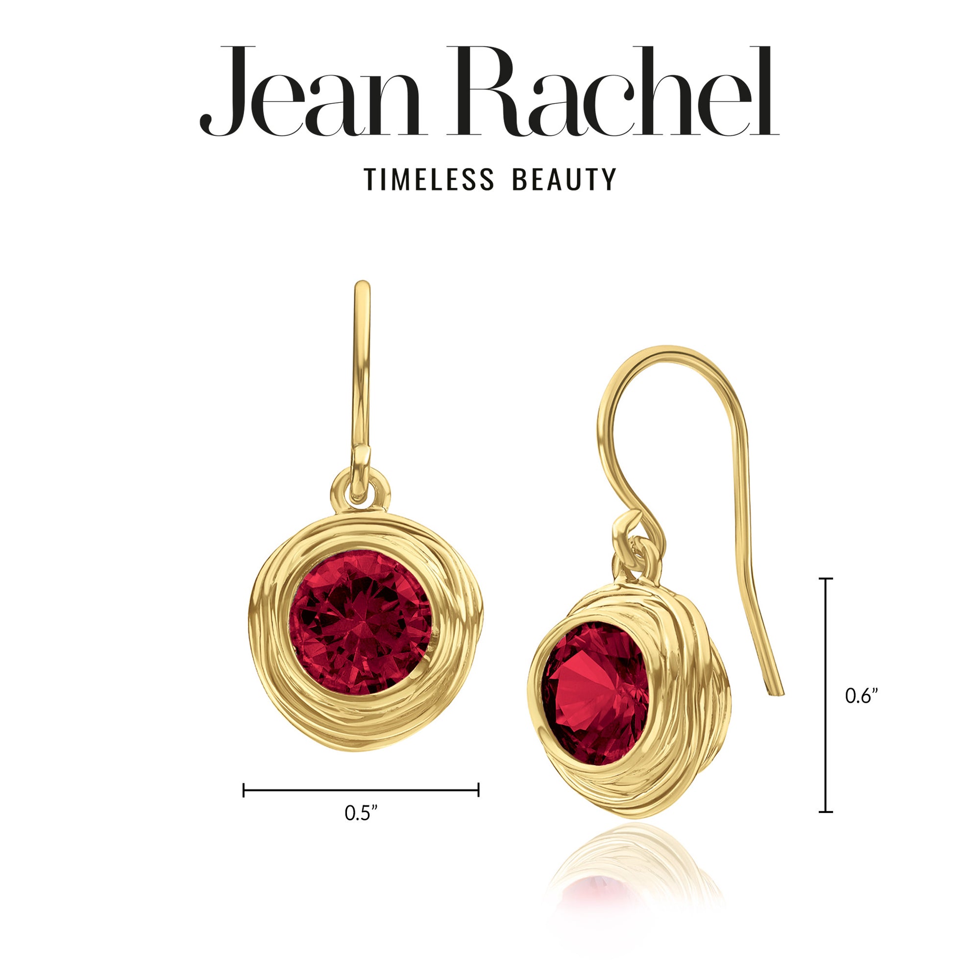 14K Gold Over Sterling Silver Ruby CZ Earrings