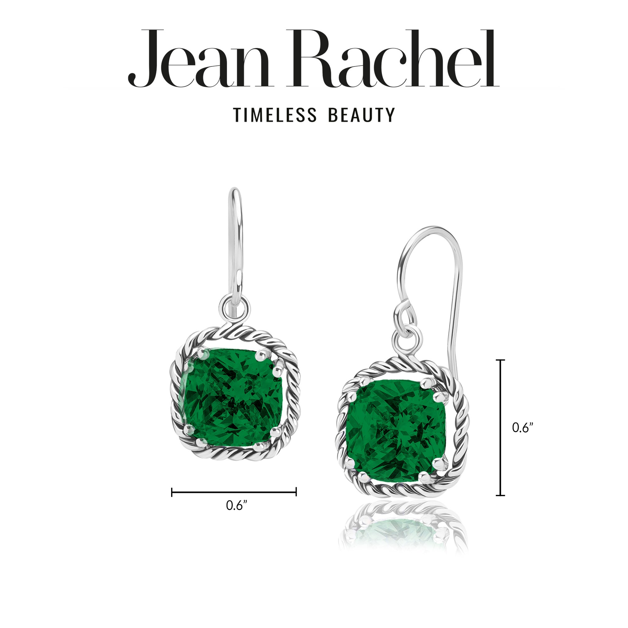 Sterling Silver Emerald CZ Braid Dangle Earrings