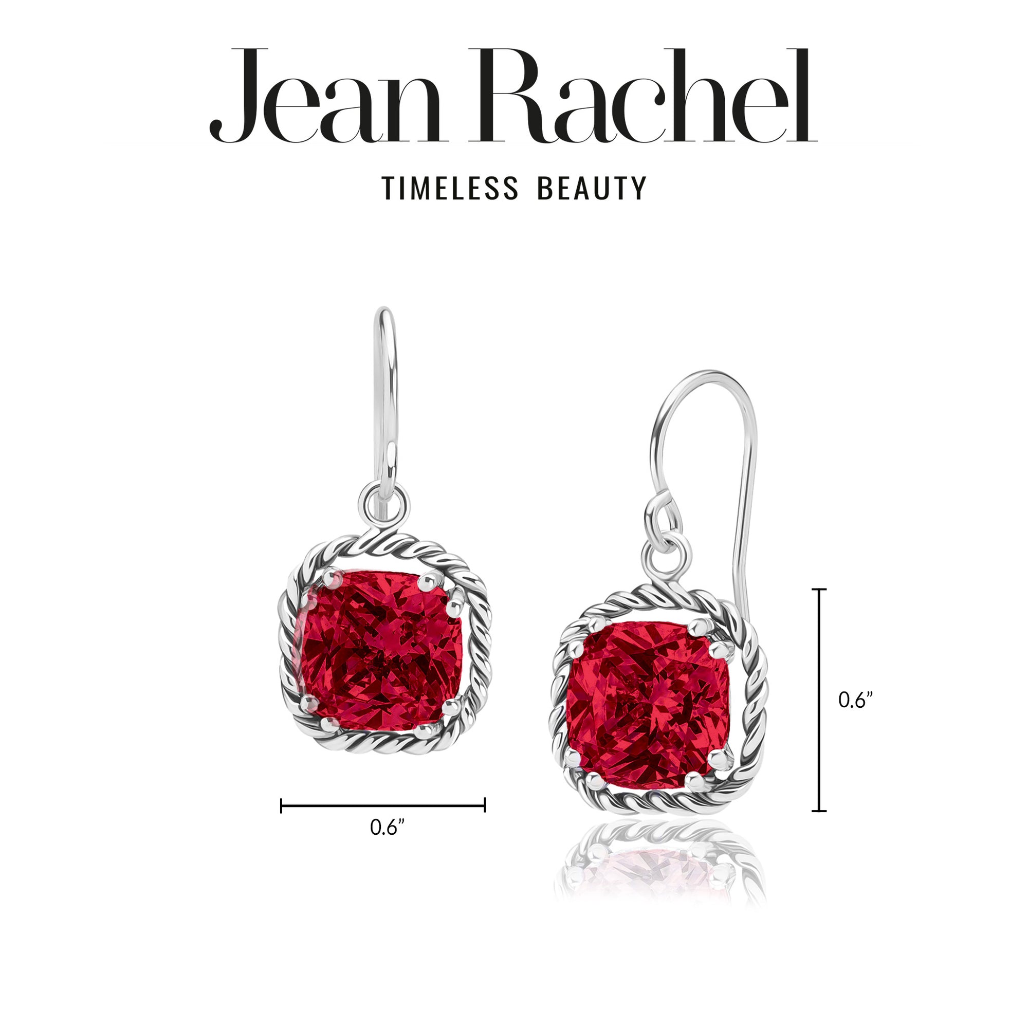 Sterling Silver Ruby CZ Braid Dangle Earrings
