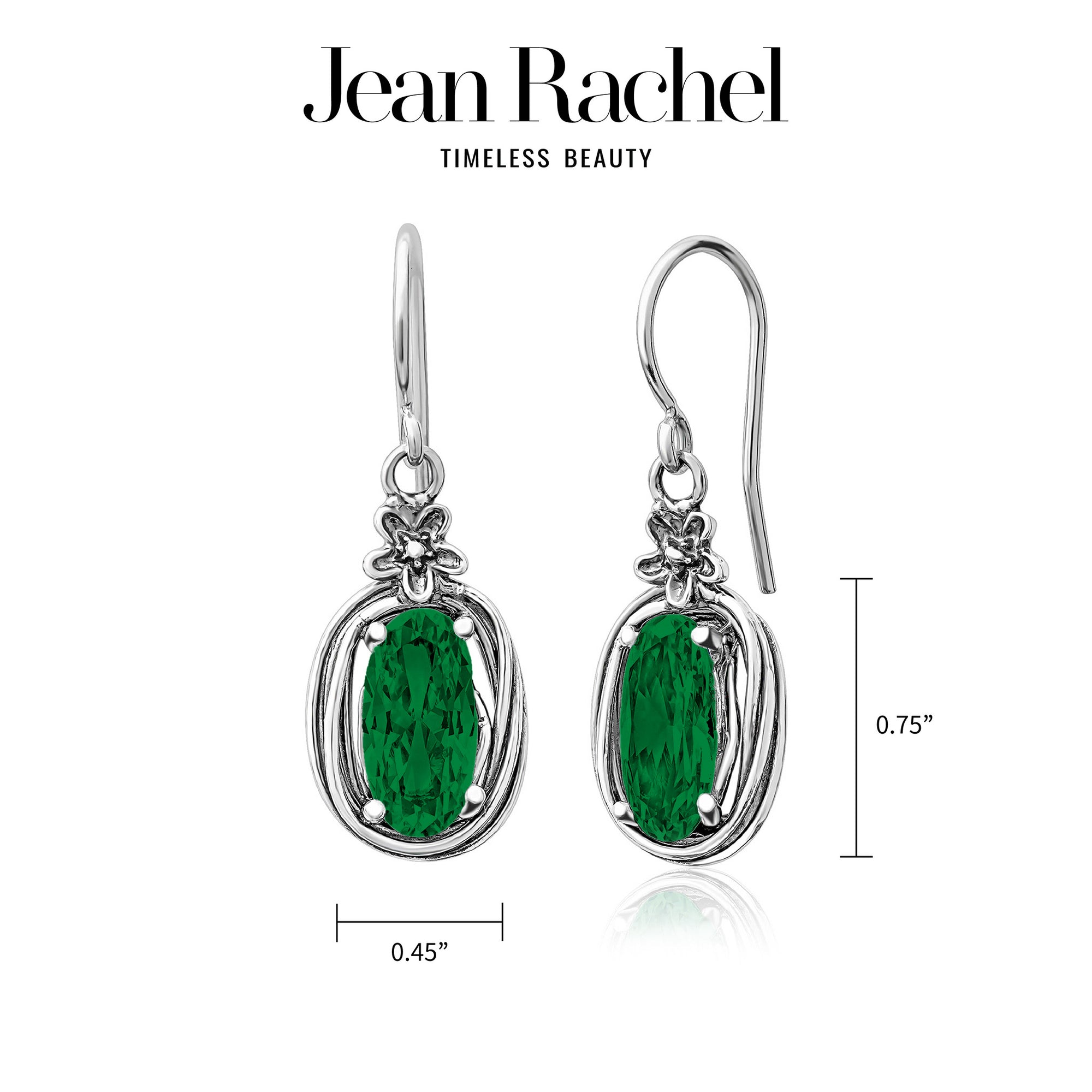 Sterling Silver Emerald CZ Floral Wire Wrap Earrings