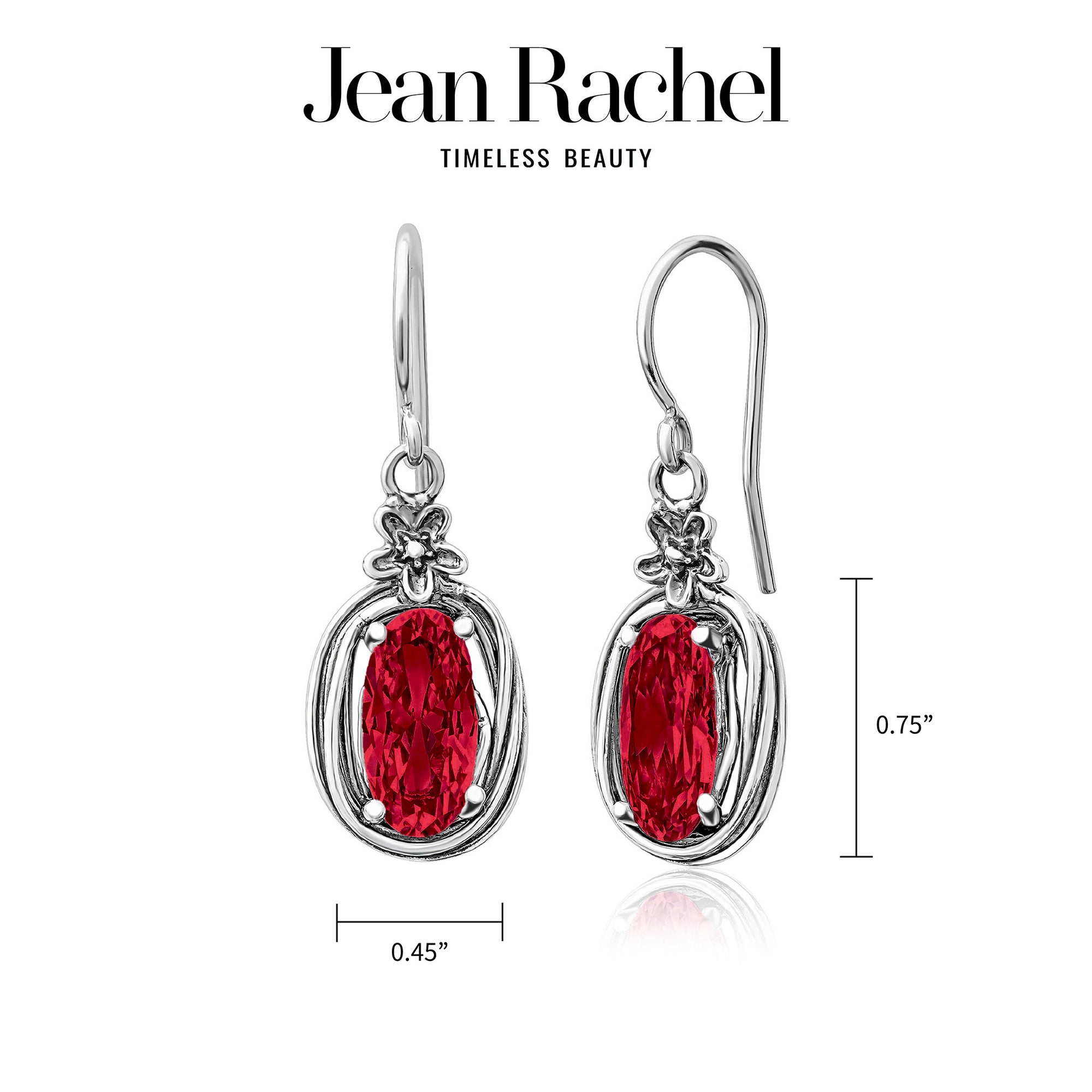 Sterling Silver Ruby CZ Floral Wire Wrap Earrings