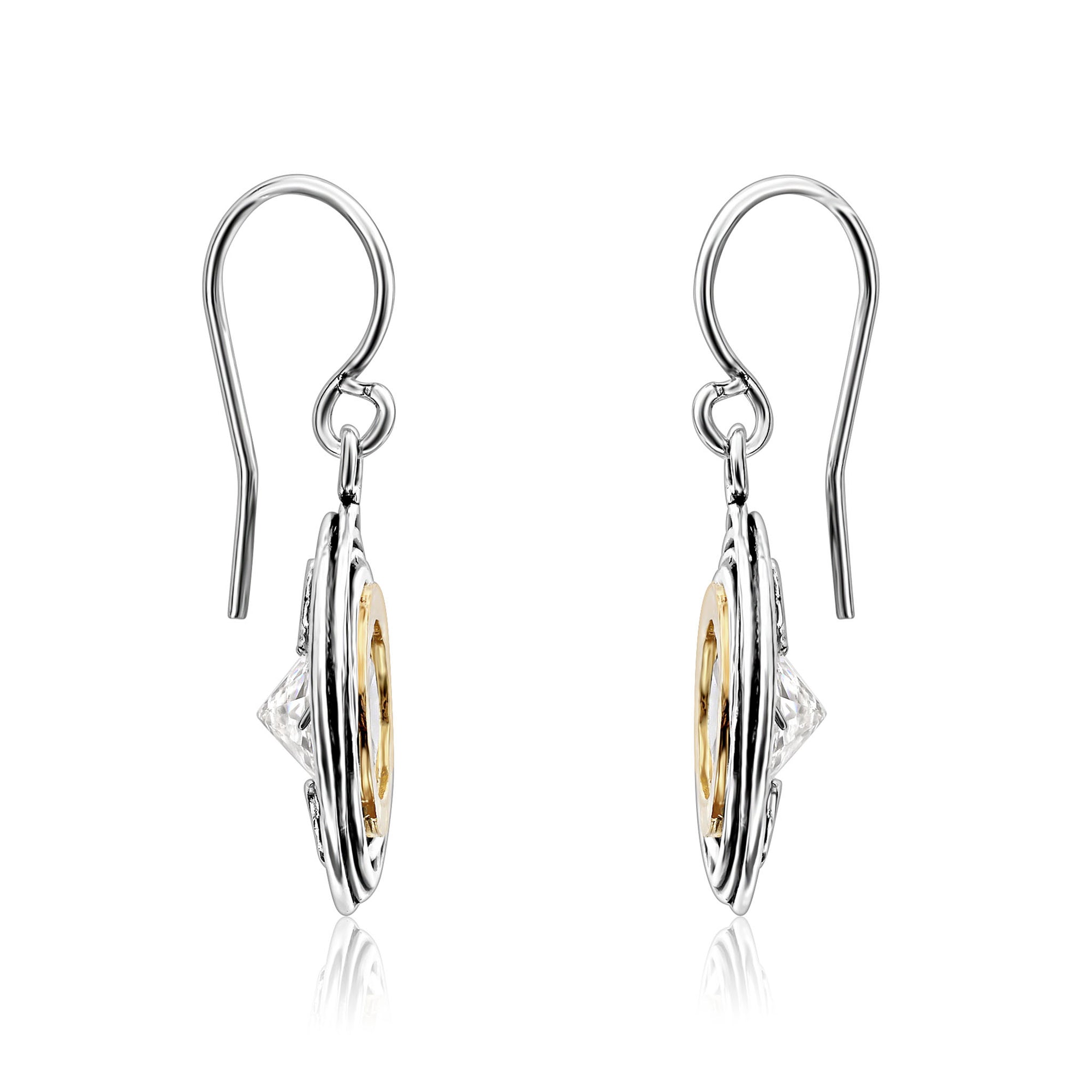 Mixed Metal CZ Wire Wrap Earrings