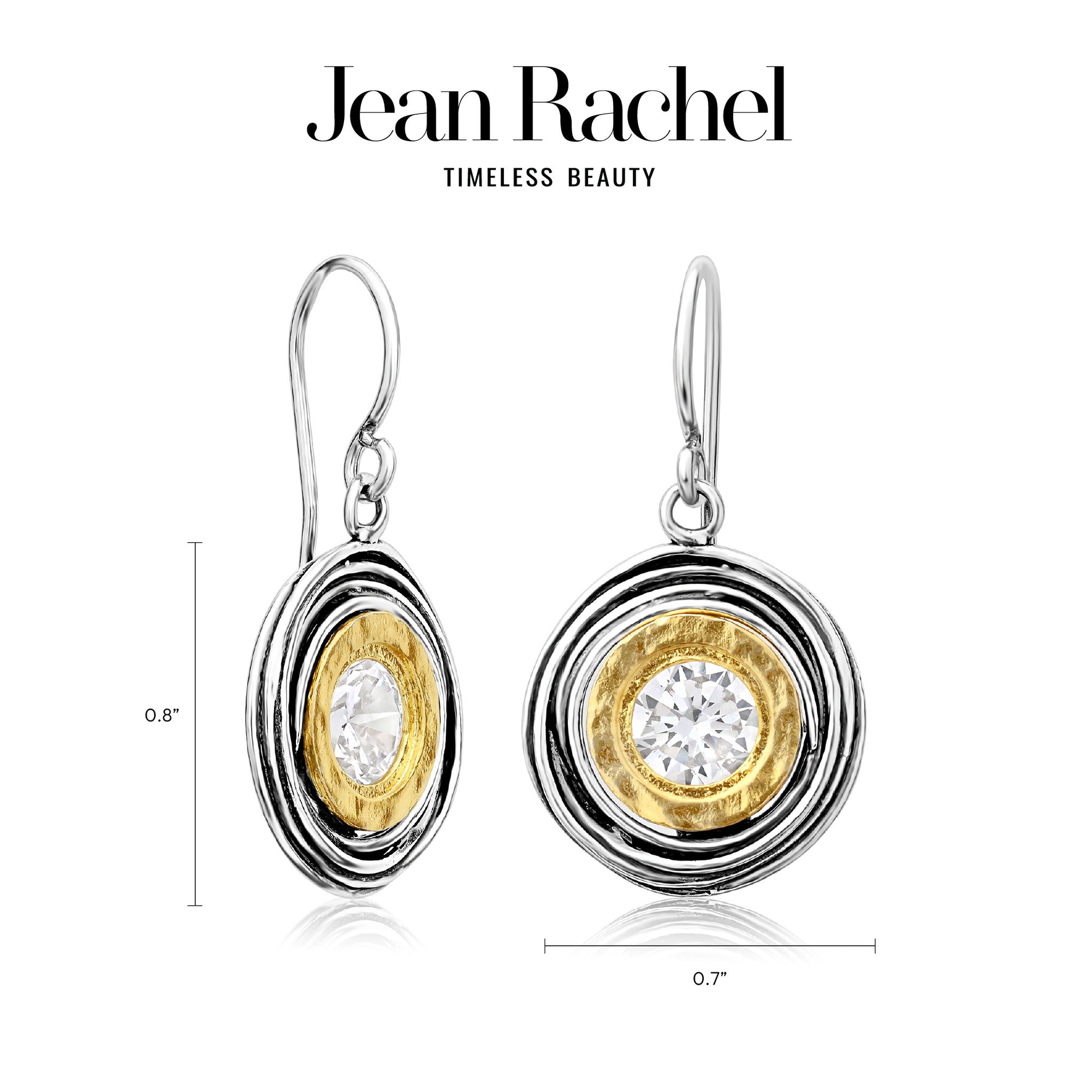 Mixed Metal CZ Wire Wrap Earrings