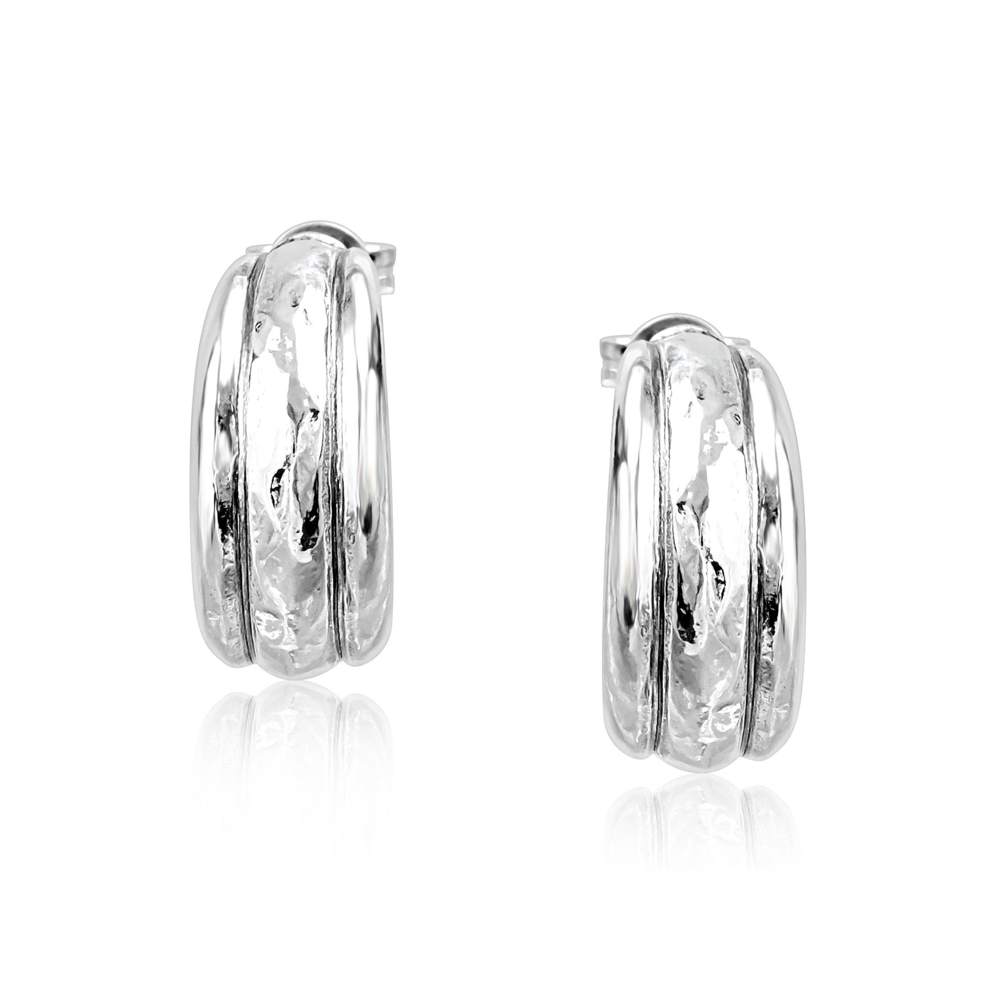 Sterling Silver Small Bold Dome Hoop Earrings