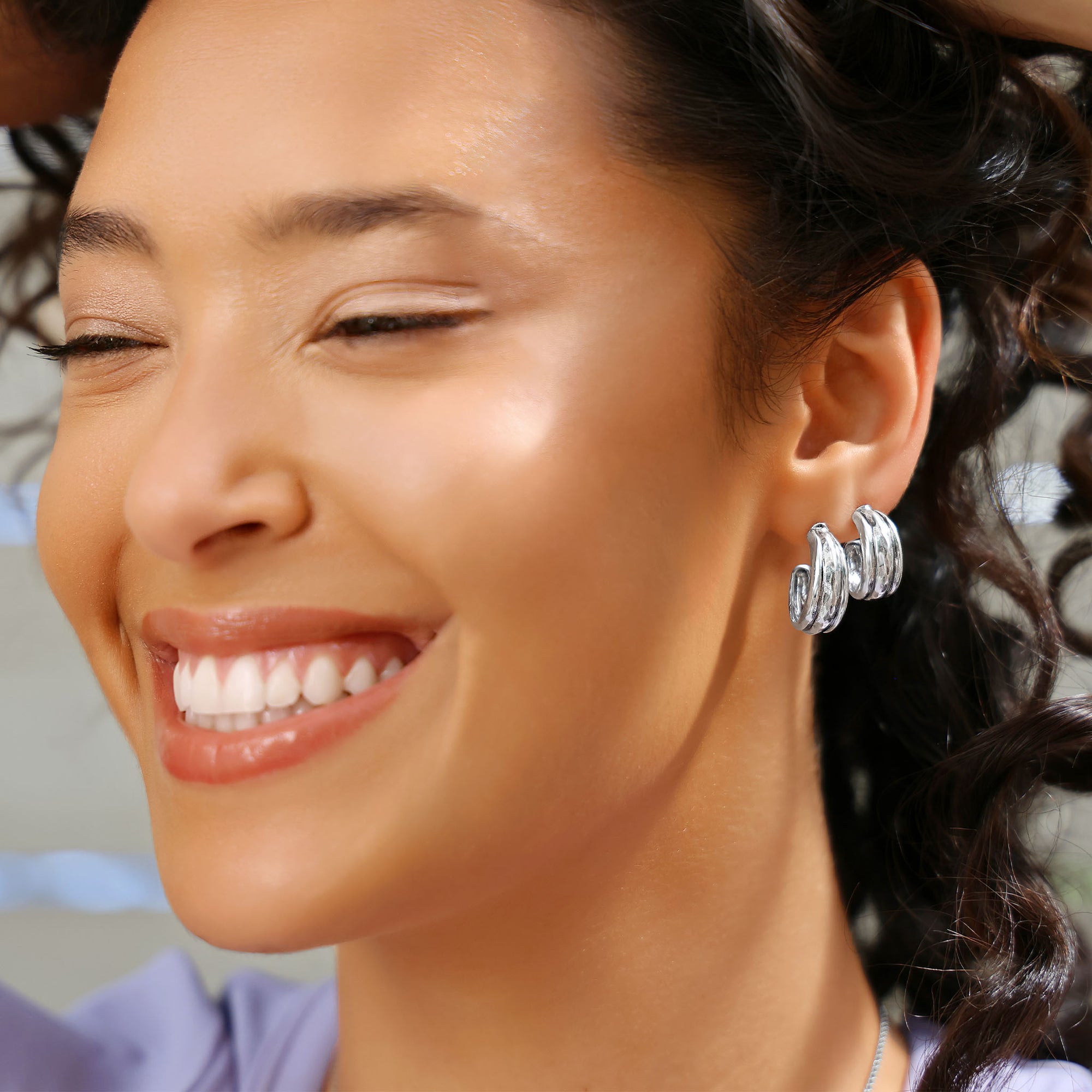 Sterling Silver Small Bold Dome Hoop Earrings