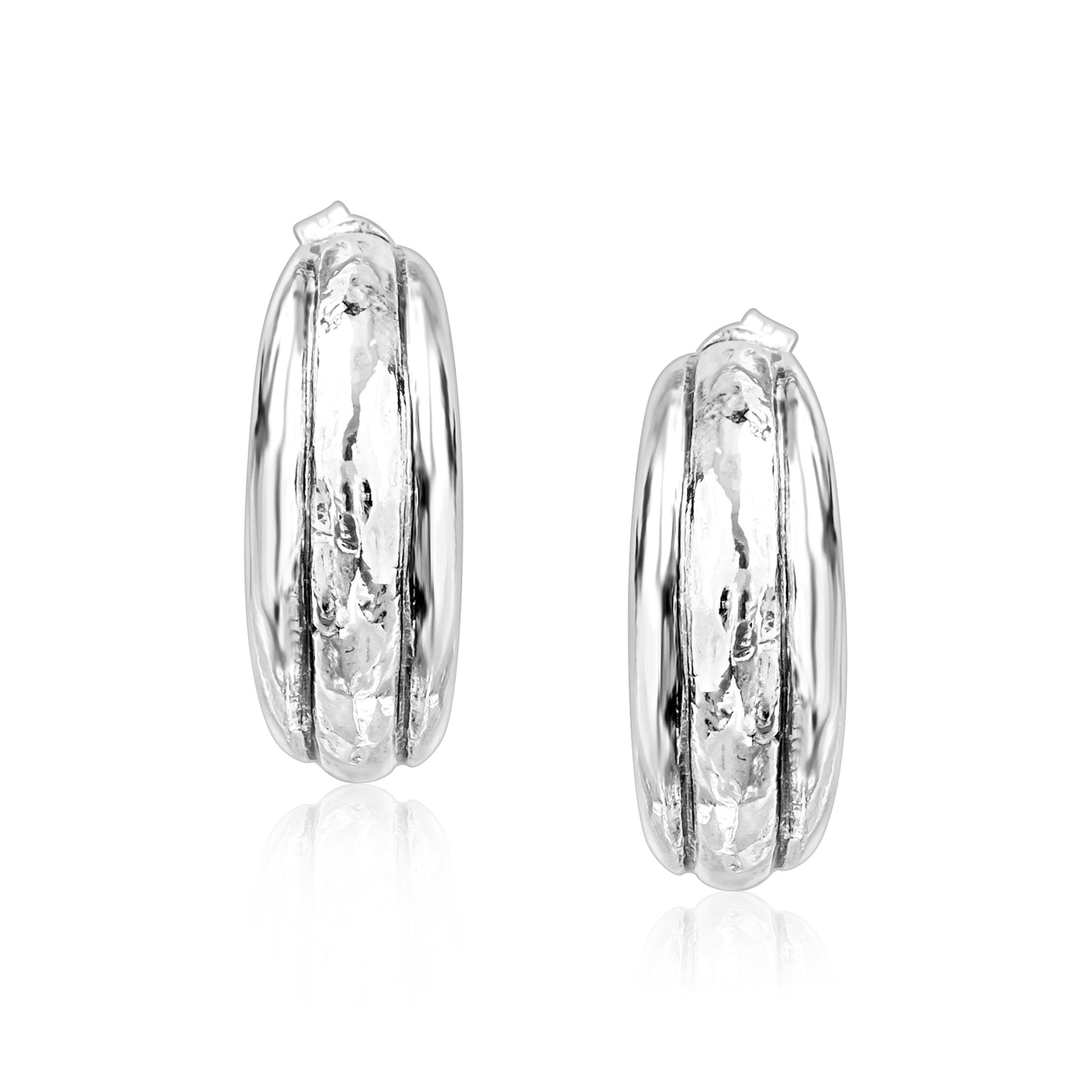 Sterling Silver Medium Bold Dome Hoop Earrings
