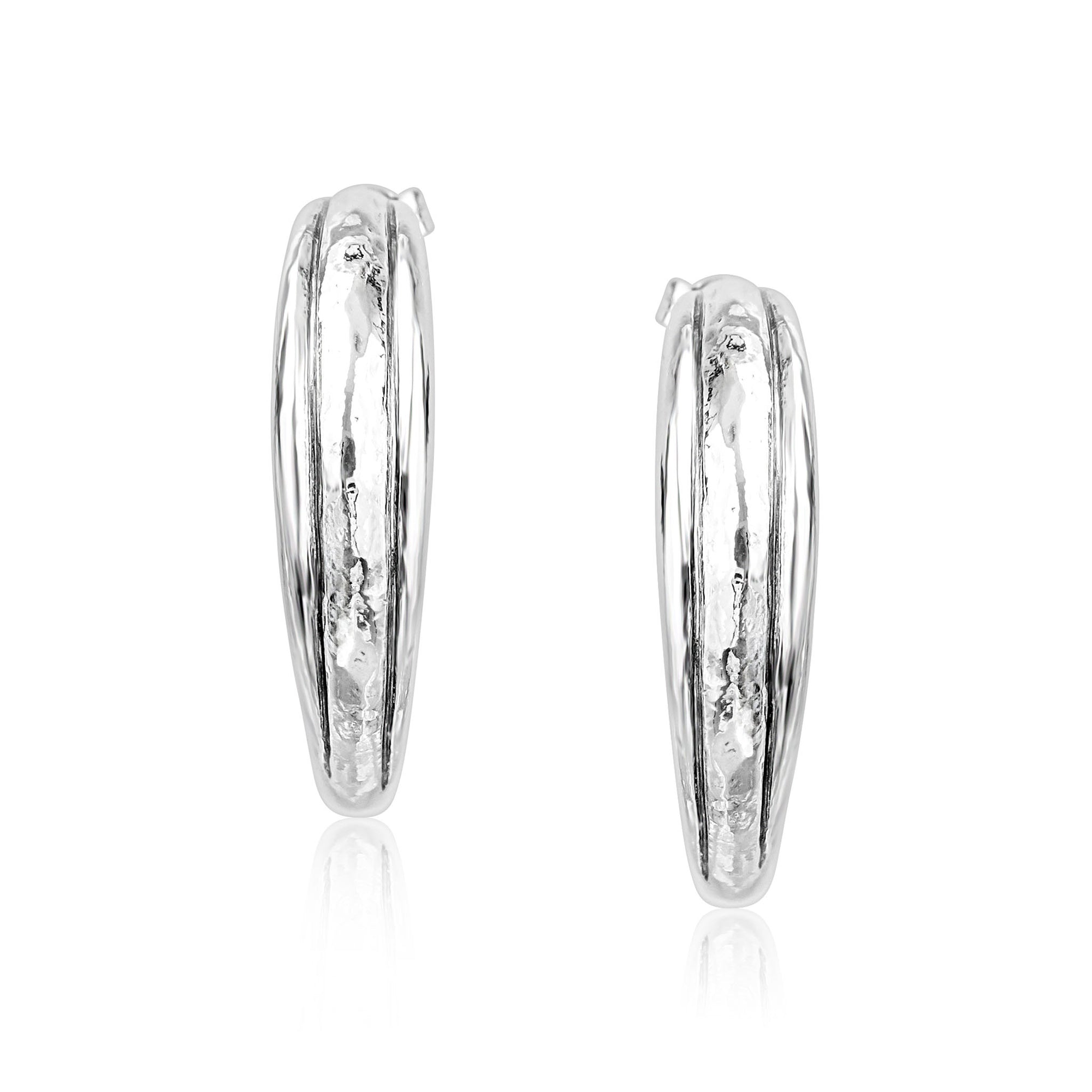 Sterling Silver Large Bold Dome Hoop Earrings