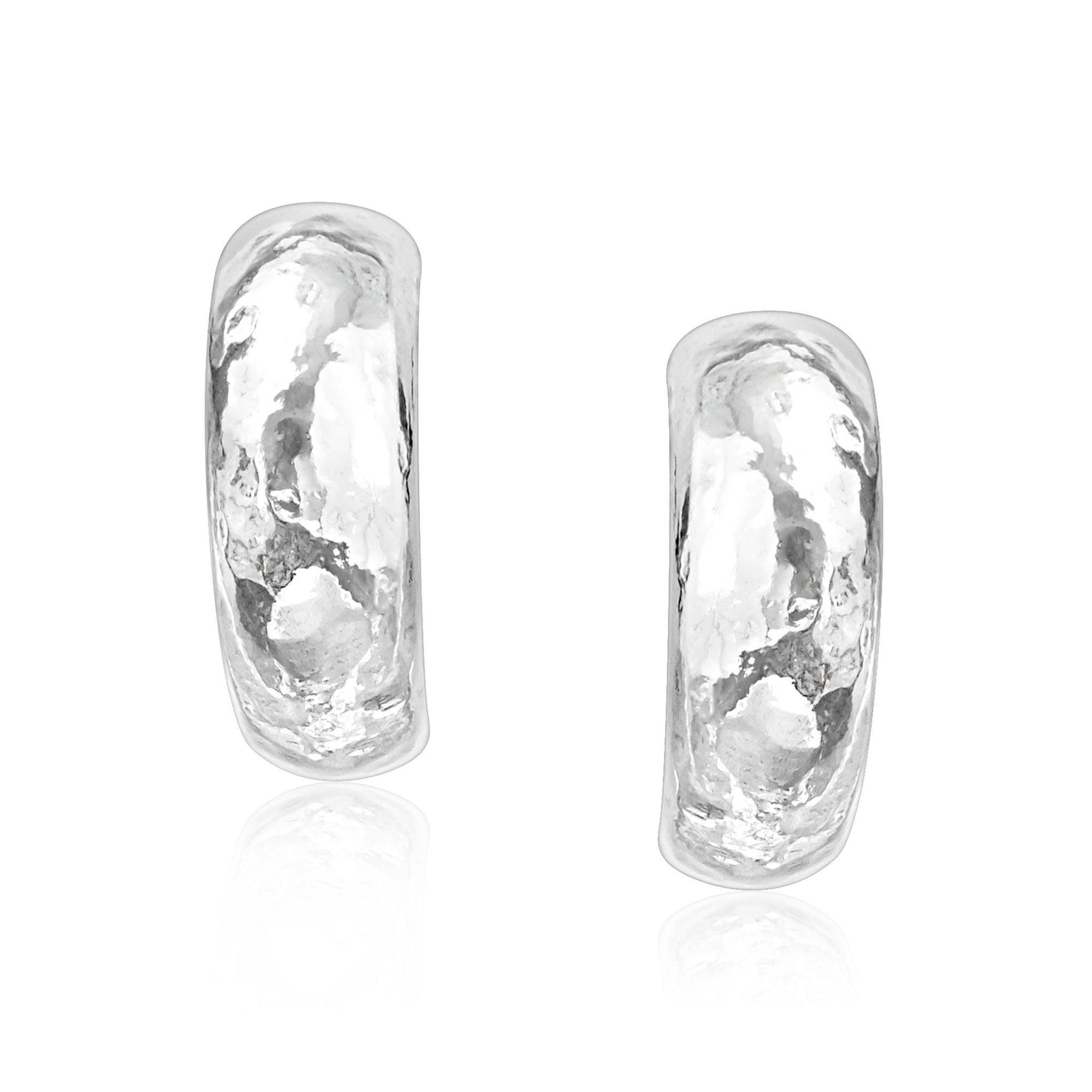 Sterling Silver Small Hammered Hoop Earrings