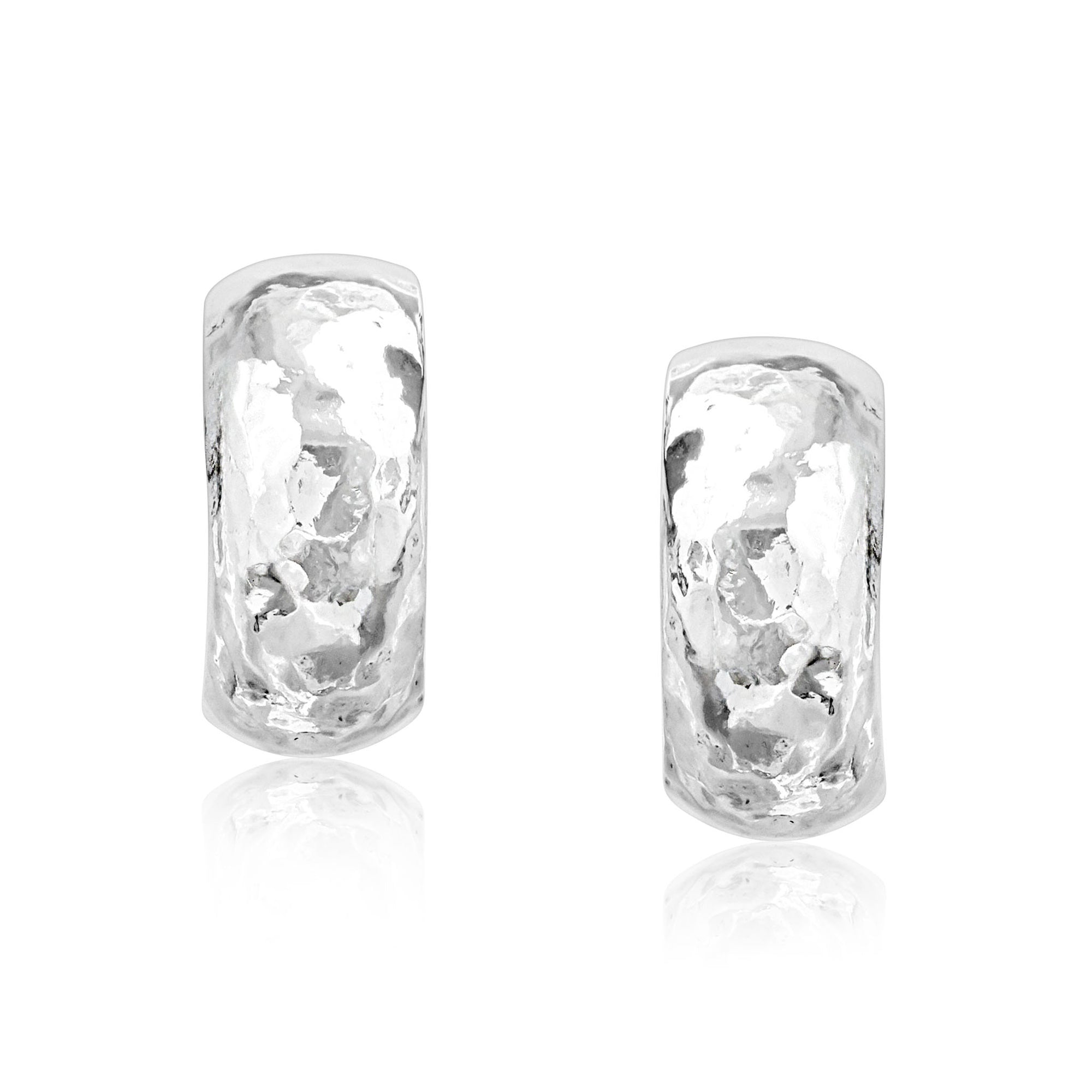 Sterling Silver Small Hammered Dome Hoop Earrings