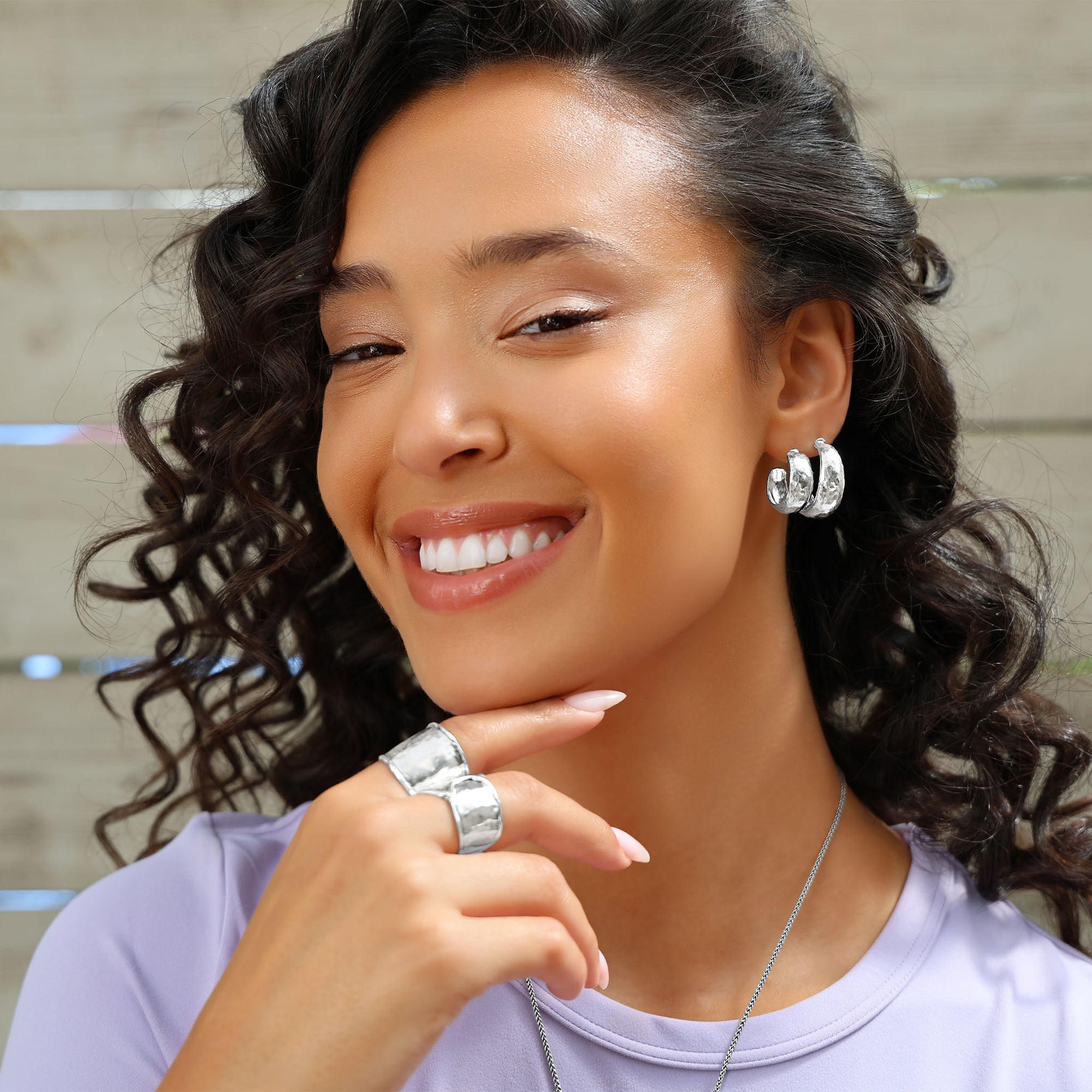 Sterling Silver Small Hammered Dome Hoop Earrings