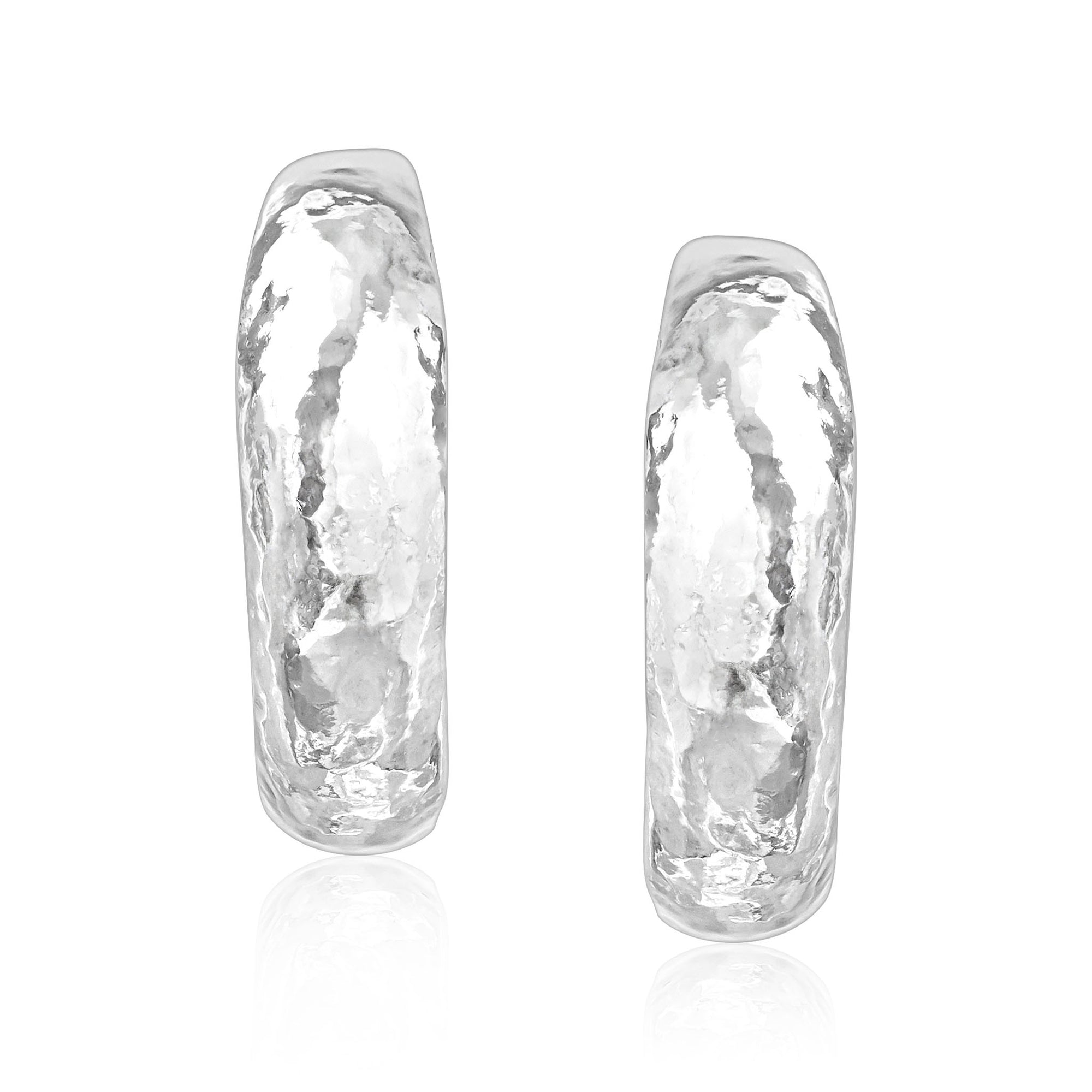 Sterling Silver Large Hammered Dome Hoop Earrings