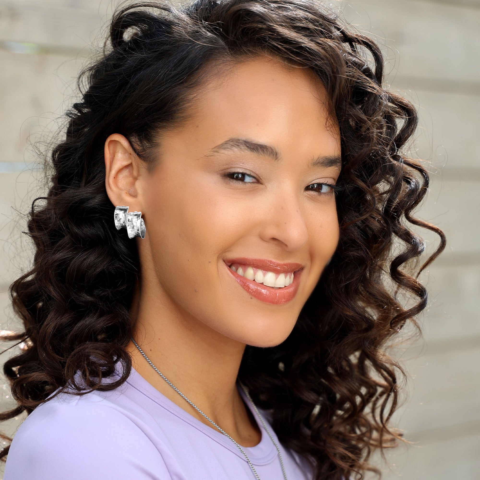 Sterling Silver Small Curved Hoop Earrings
