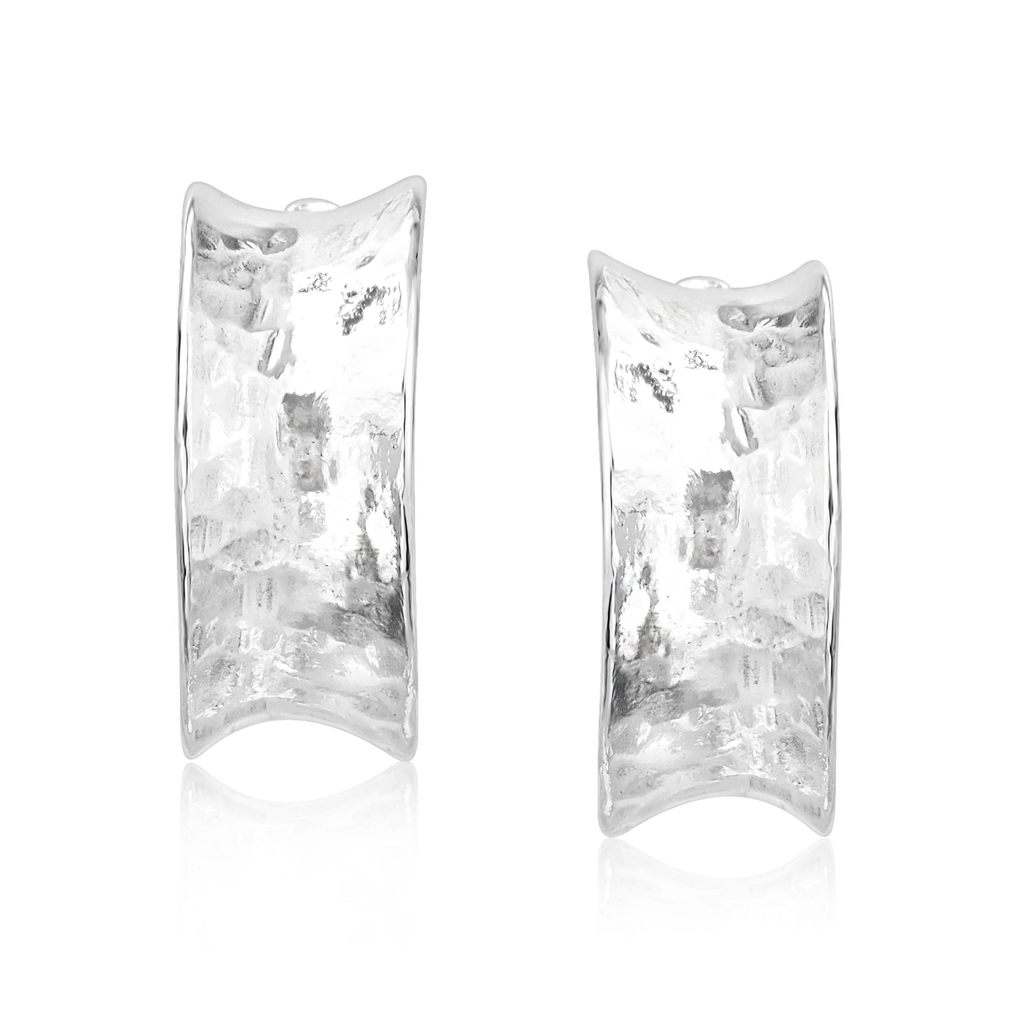 Sterling Silver Large Curved Hoop Earrings