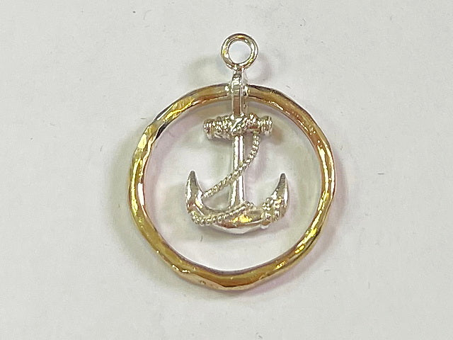 14K Gold Over Sterling Silver Anchor Charm