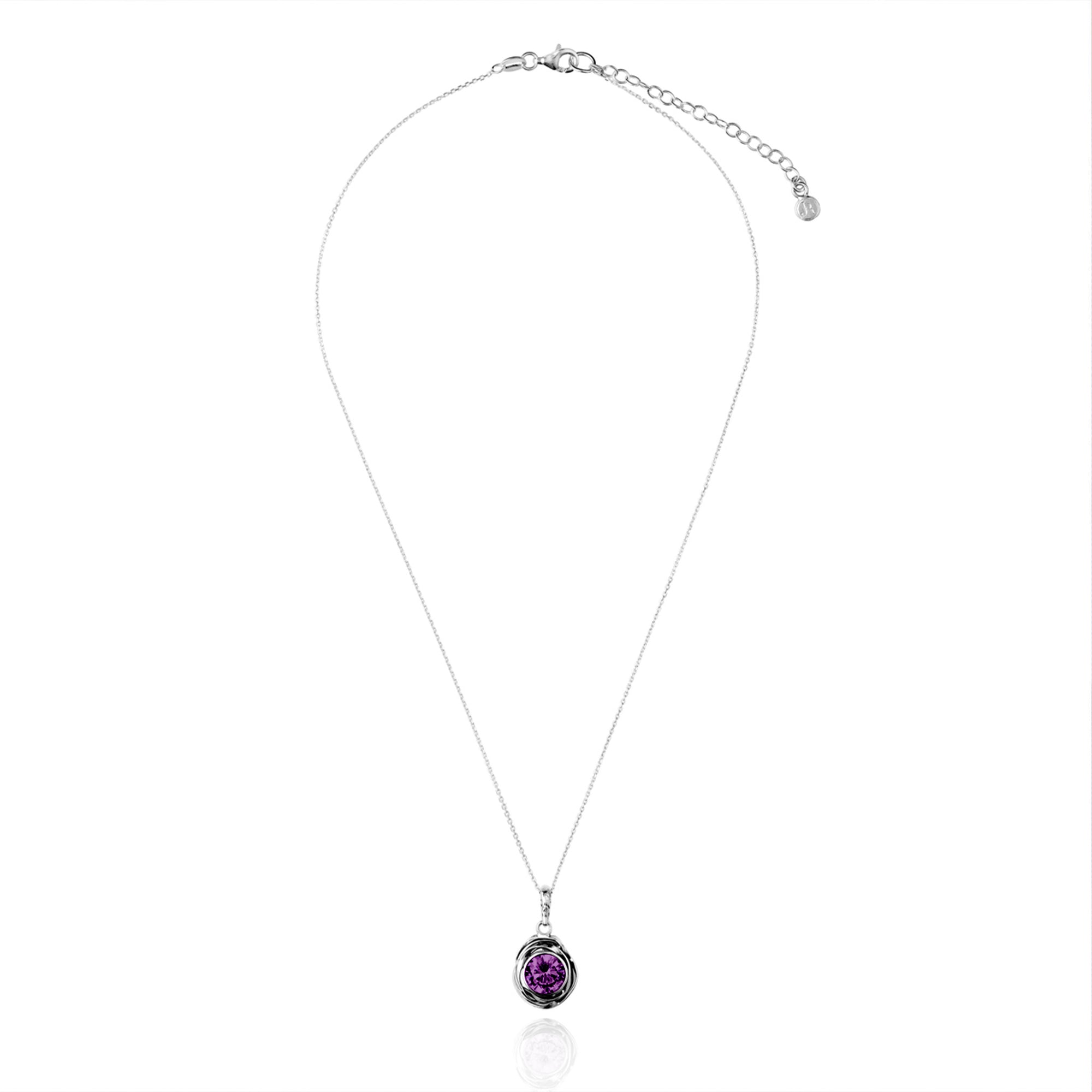 Sterling Silver Amethyst CZ Pendant Necklace