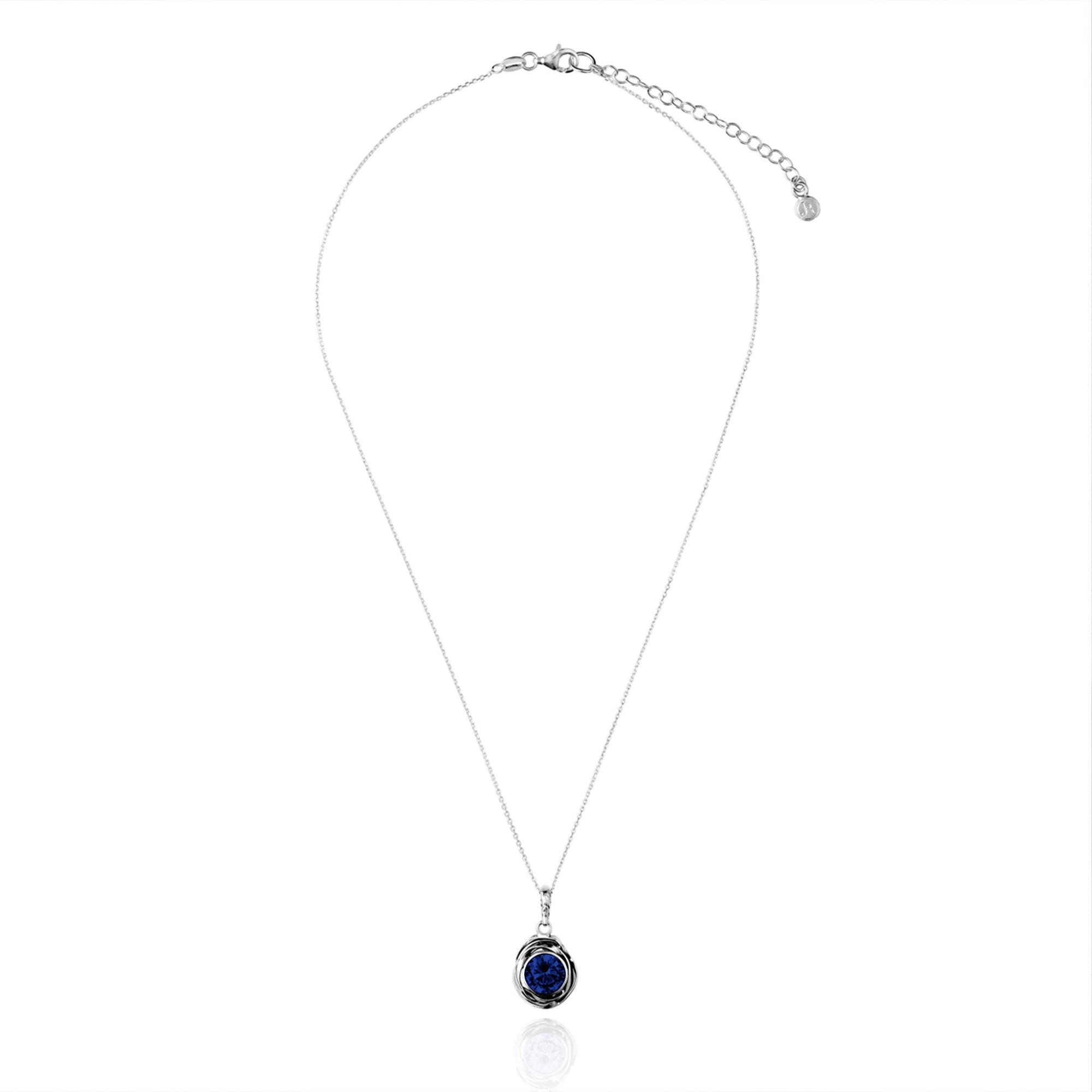 Sterling Silver Sapphire CZ Pendant Necklace
