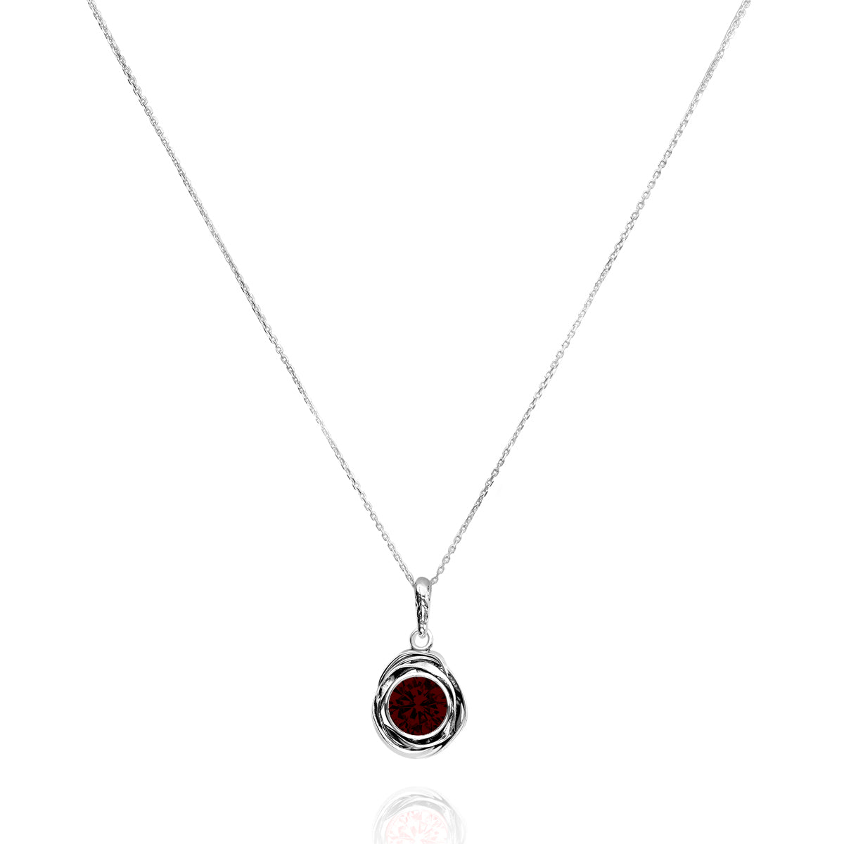 Garnet/CZ S925 Sterling Silver Necklace newest