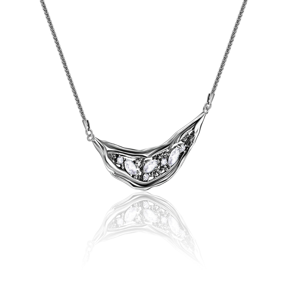 Artistic Sterling Silver Marquise CZ Necklace