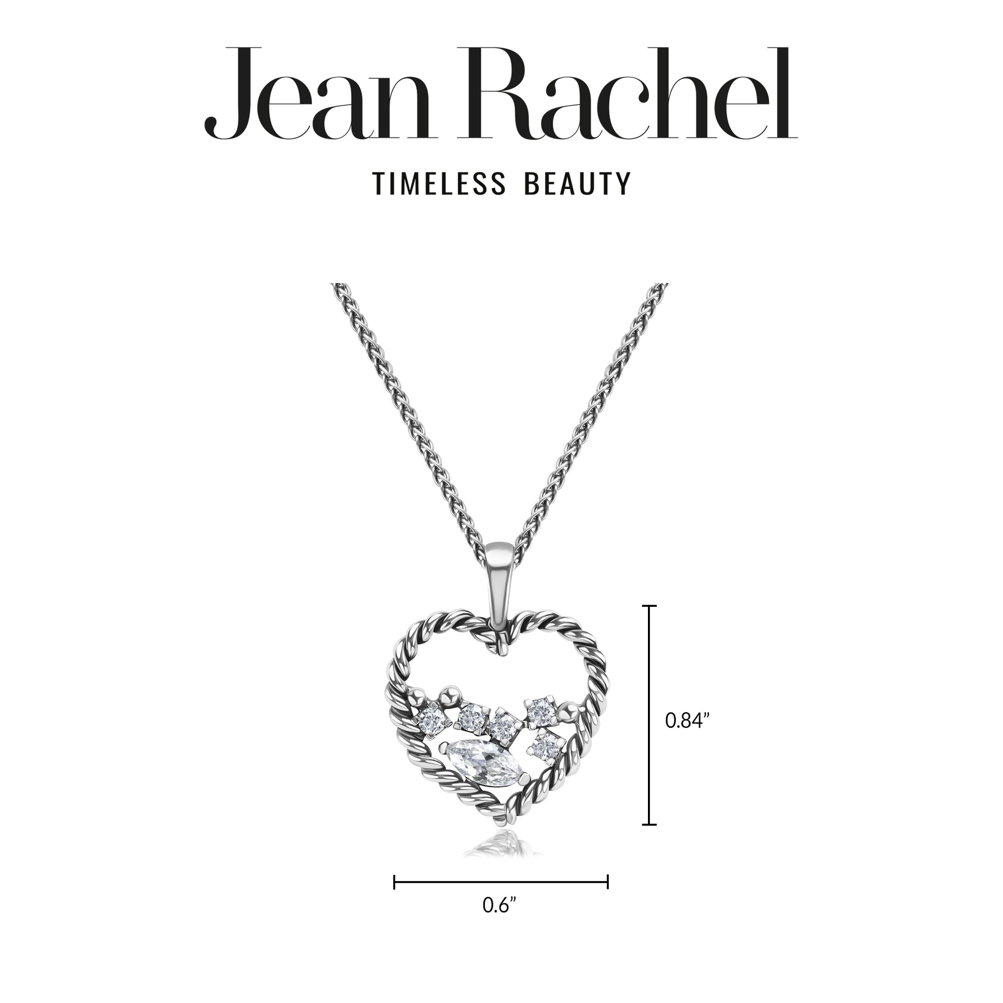 Sterling Silver CZ Braid Heart Necklace