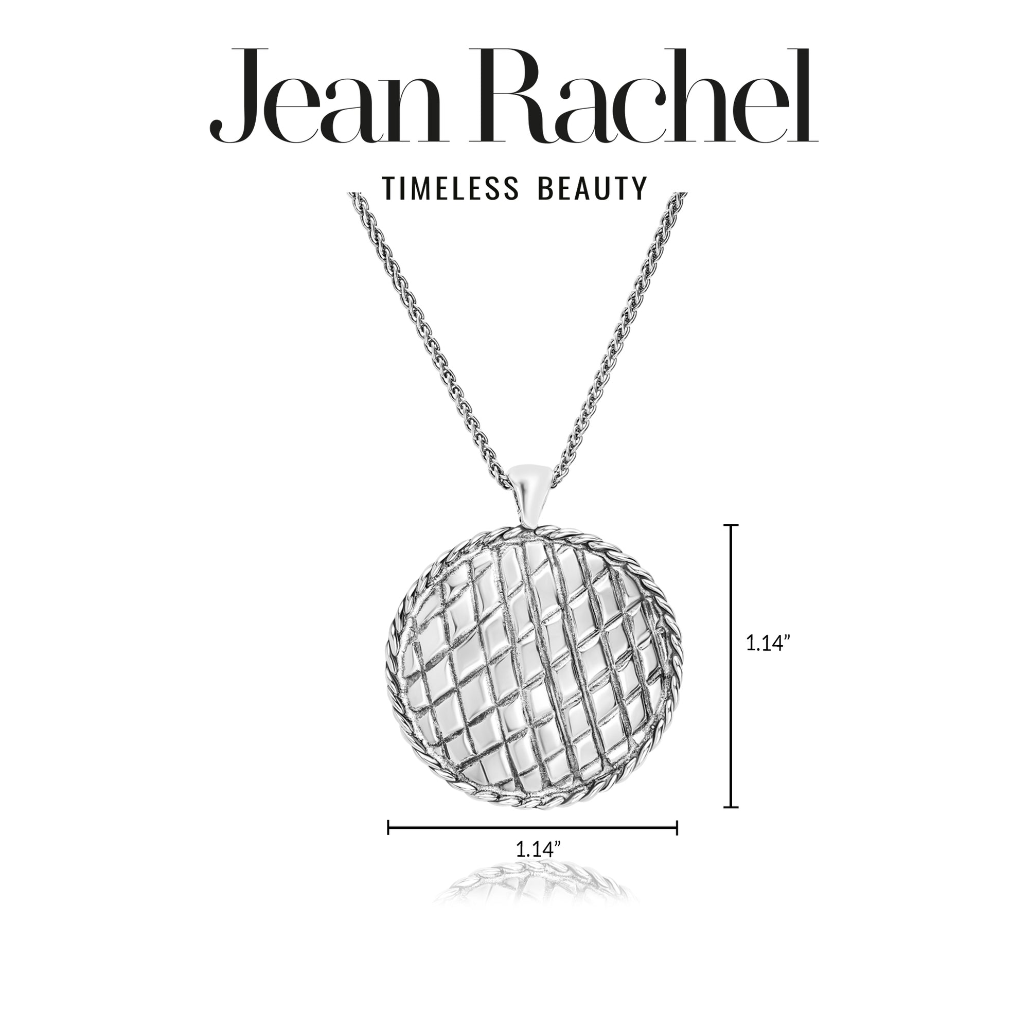 Sterling Silver Quilted Round Pendant Necklace