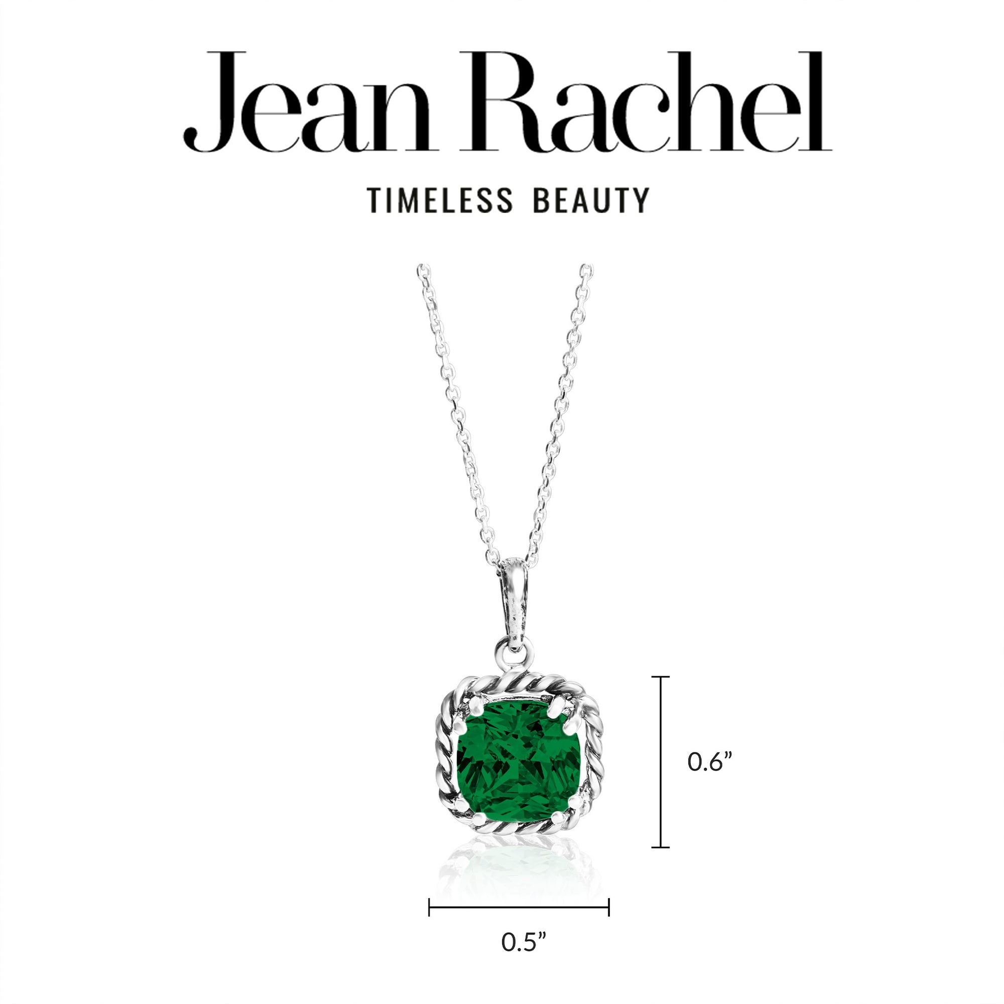 Sterling Silver Emerald CZ Braid Pendant Necklace